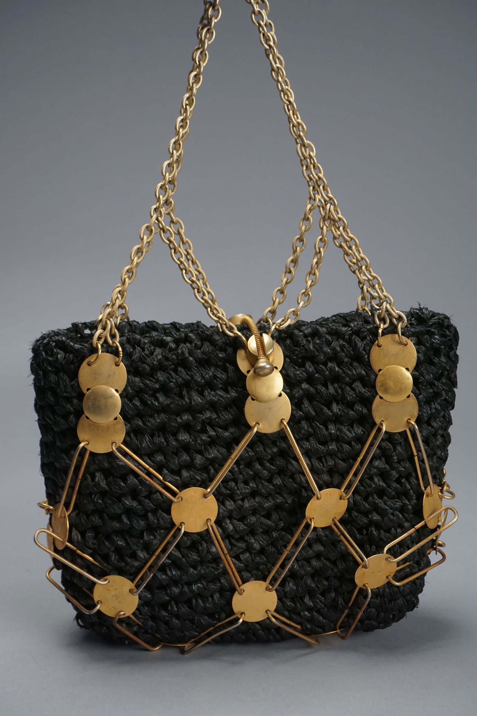 Rare vintage purse mod raffia gold disc handbag c1960s (1 of 10)