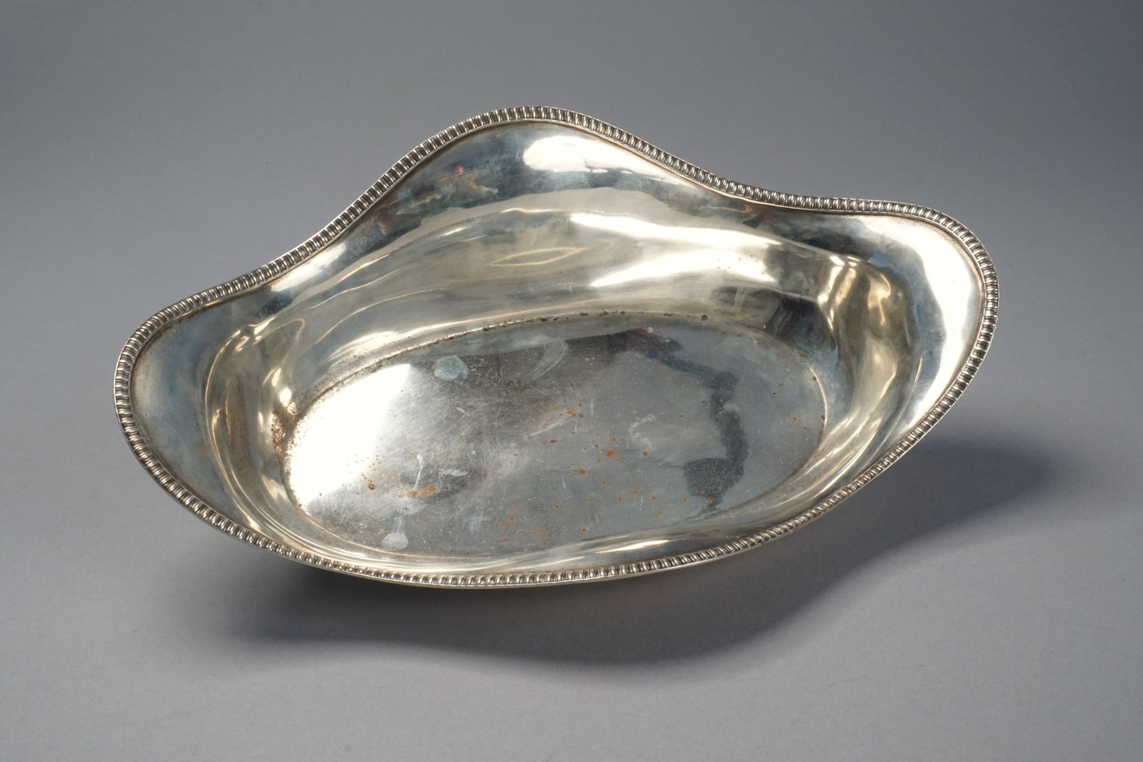 Antique 800 silver centerpiece bowl, C Heisler Germany: A very nice centerpiece or fruit bowl. Marked C Heisler 800. 11.5" x 7.25" x 3" tall. Weighs: 302 Grams