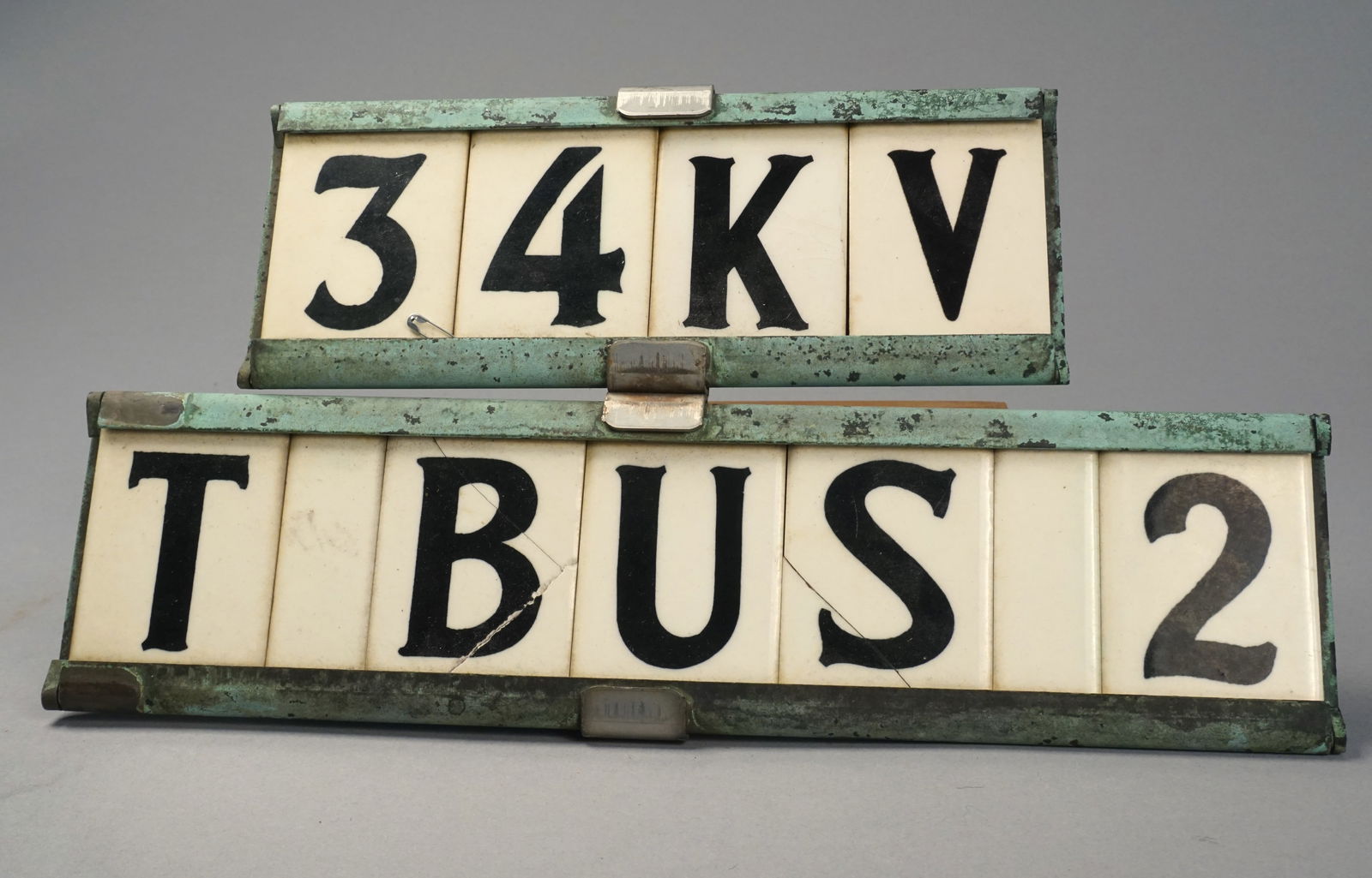 A French antique automotive bus sign, porcelain and bronze (1 of 8)