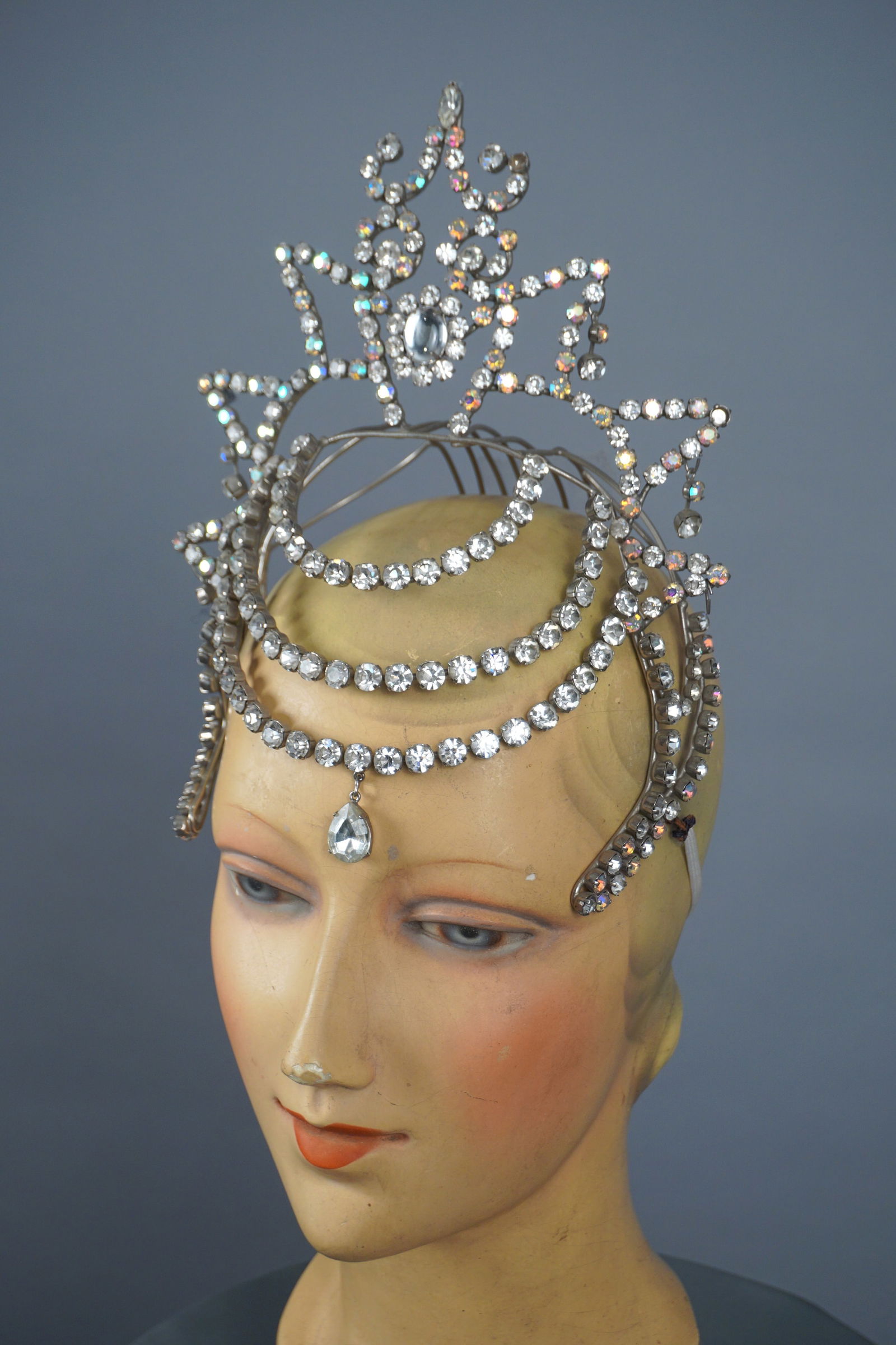 Vintage Rhinestone Showgirl Headdress Crown, Manner Follies Bergere (1 of 11)
