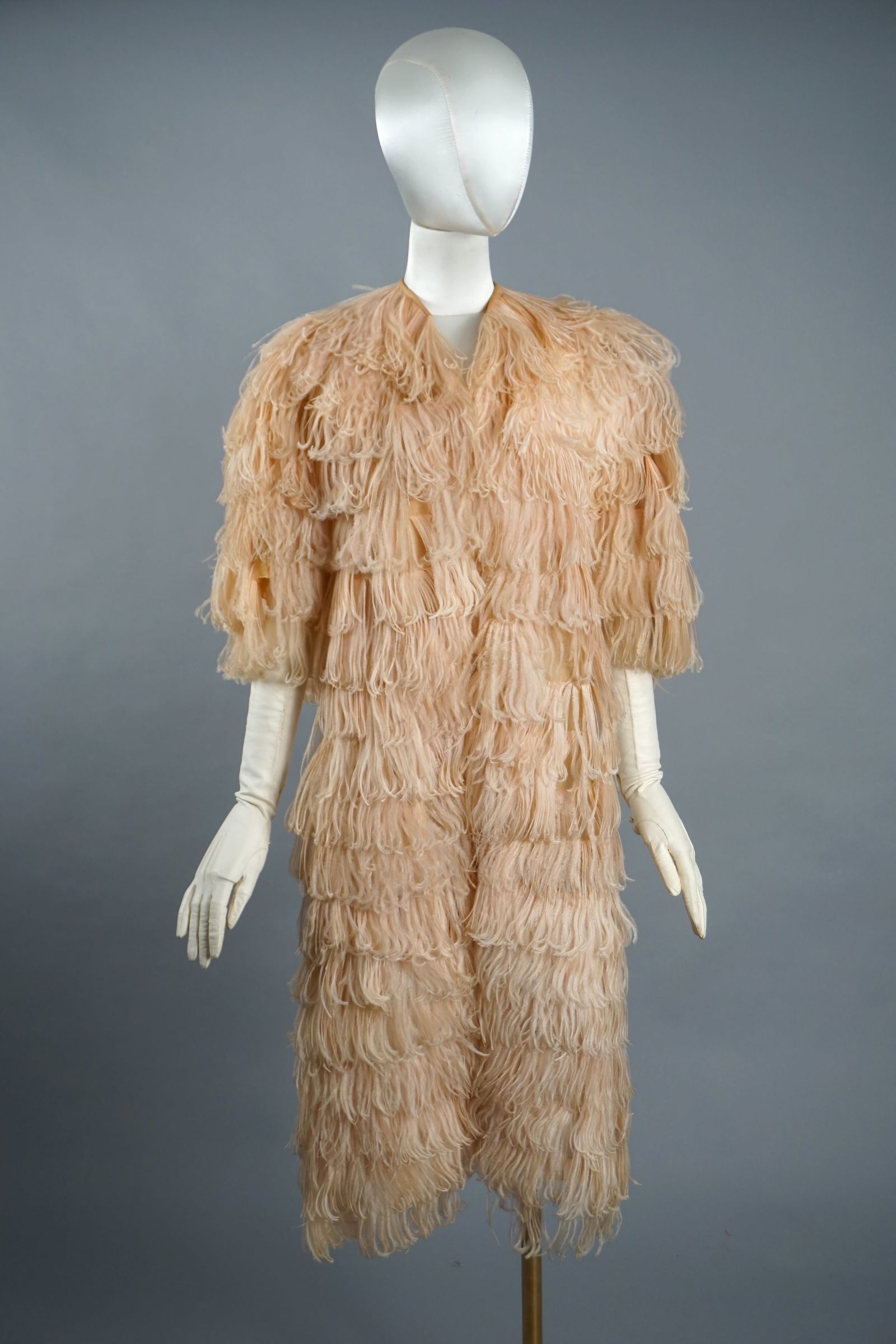 Vintage 1920s Pink Ostrich Feather Cape Pelerine Coat with Label (1 of 14)