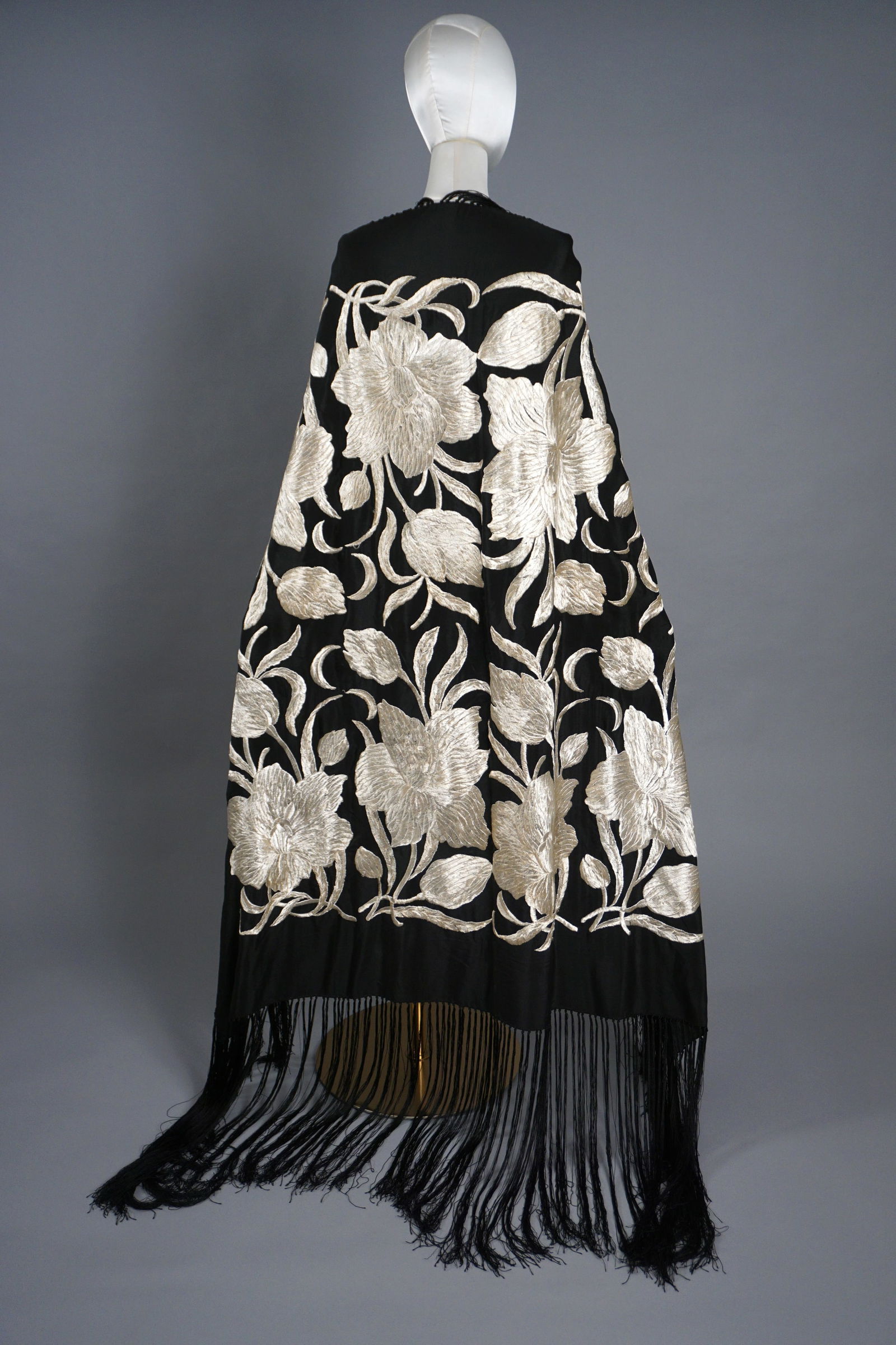 Vintage 1920s Heavily Embroidered Piano Shawl (1 of 8)