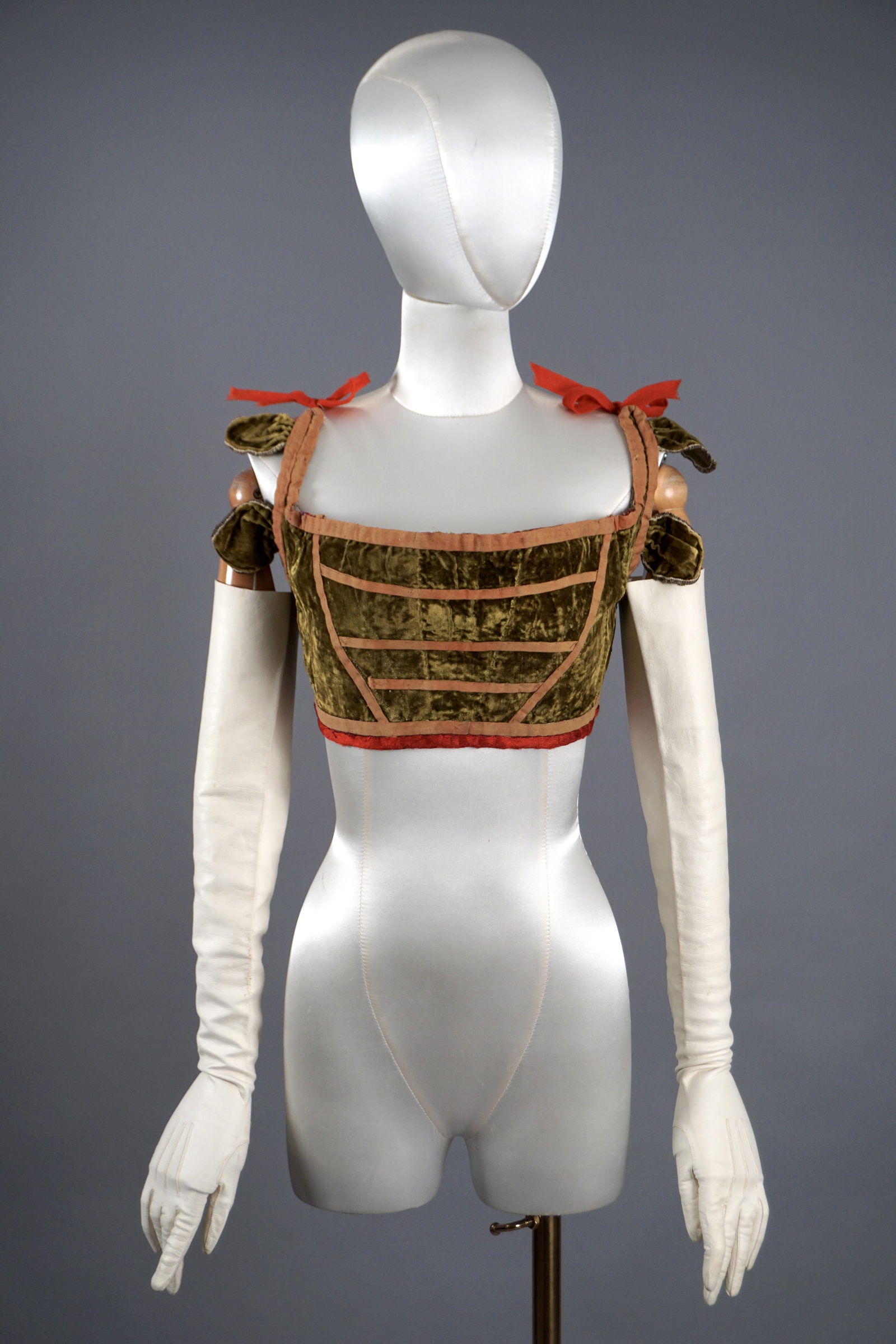 Antique 19th Green Velvet Costume Corset Bodice (1 of 12)