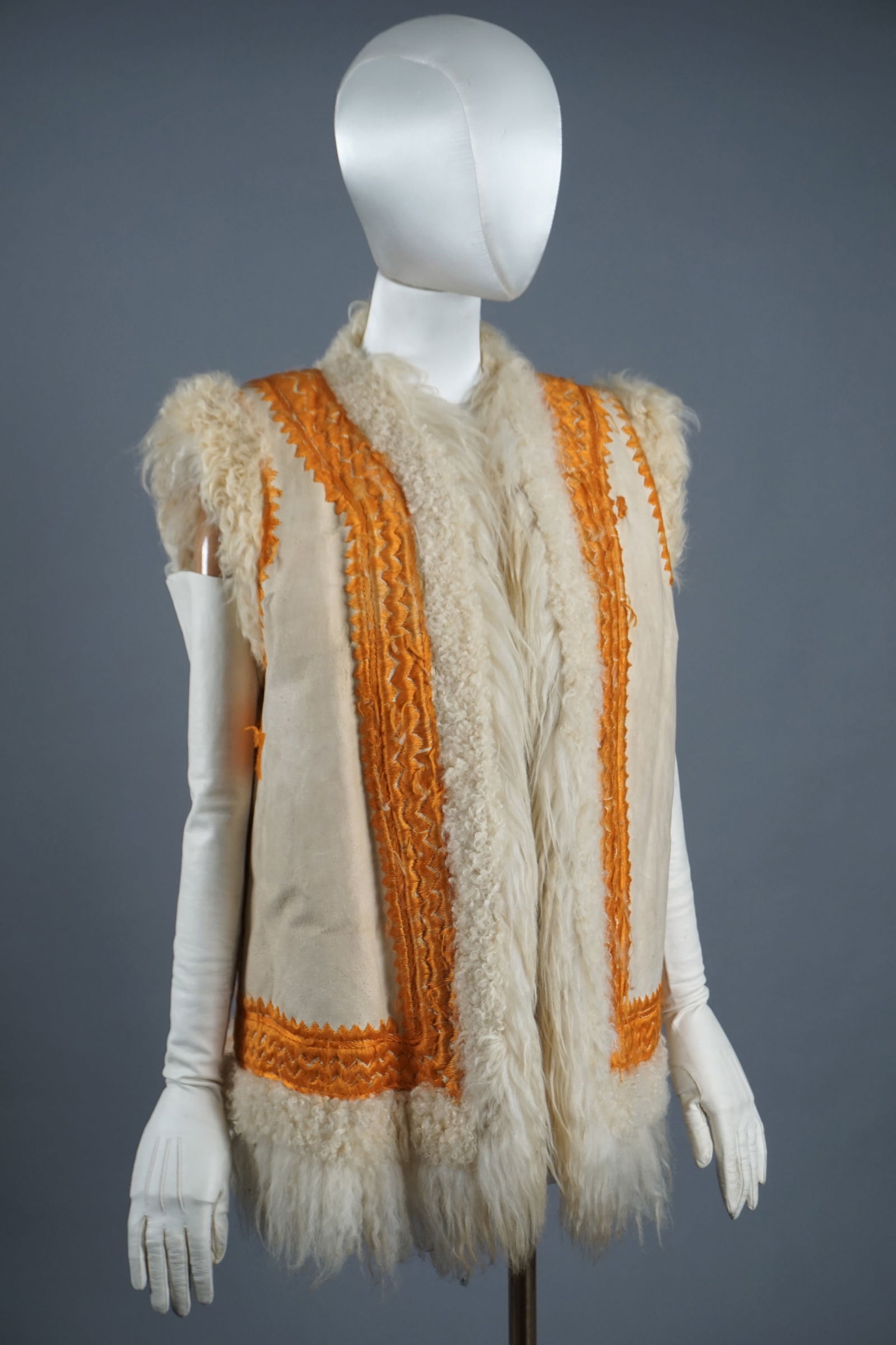 Vintage 1970s Afghan Shearling Curly Lamb Fur Vest Coat (1 of 15)