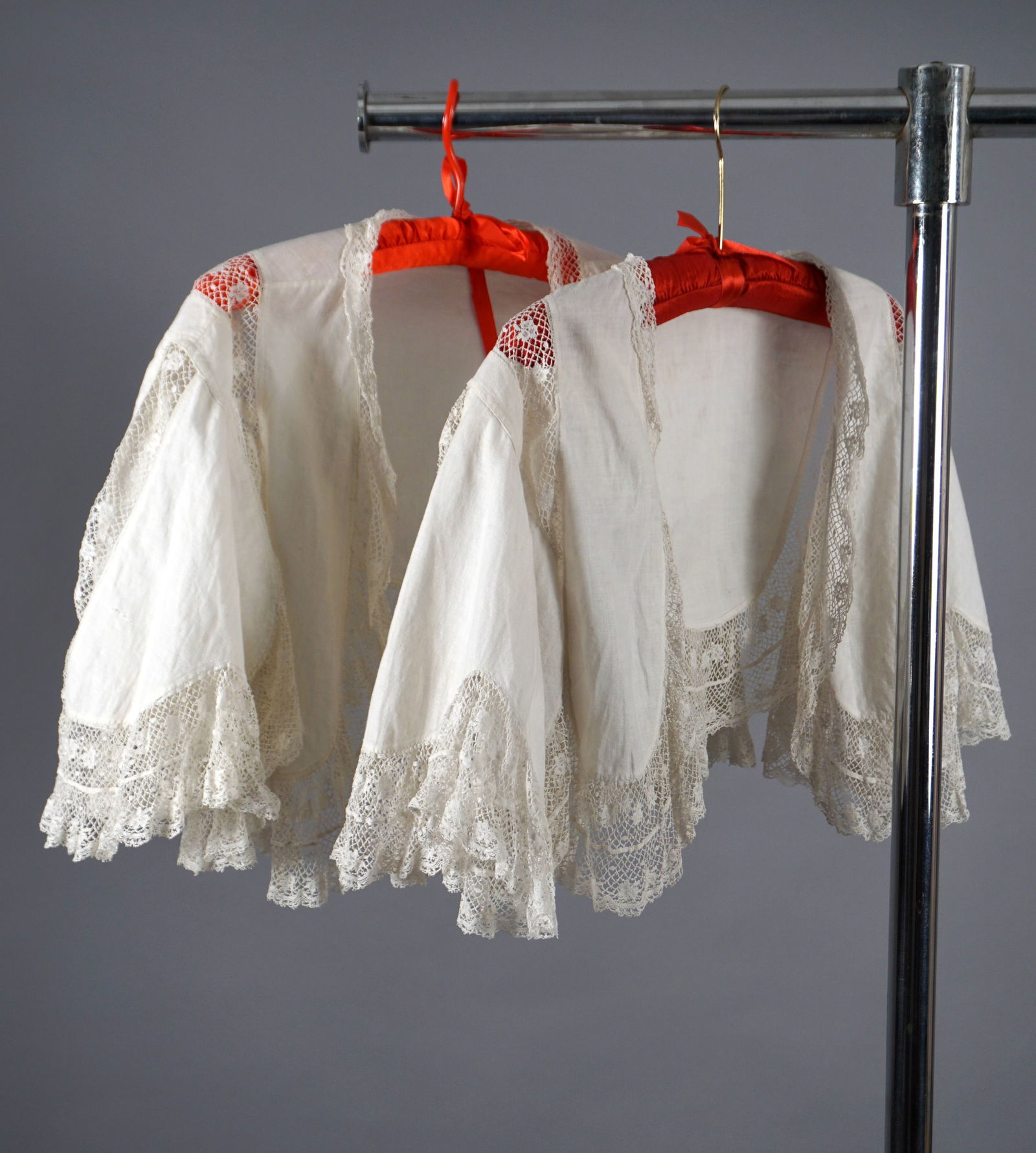 Matching Pair Antique Victorian Cotton Lace Lingerie Blouses (1 of 6)