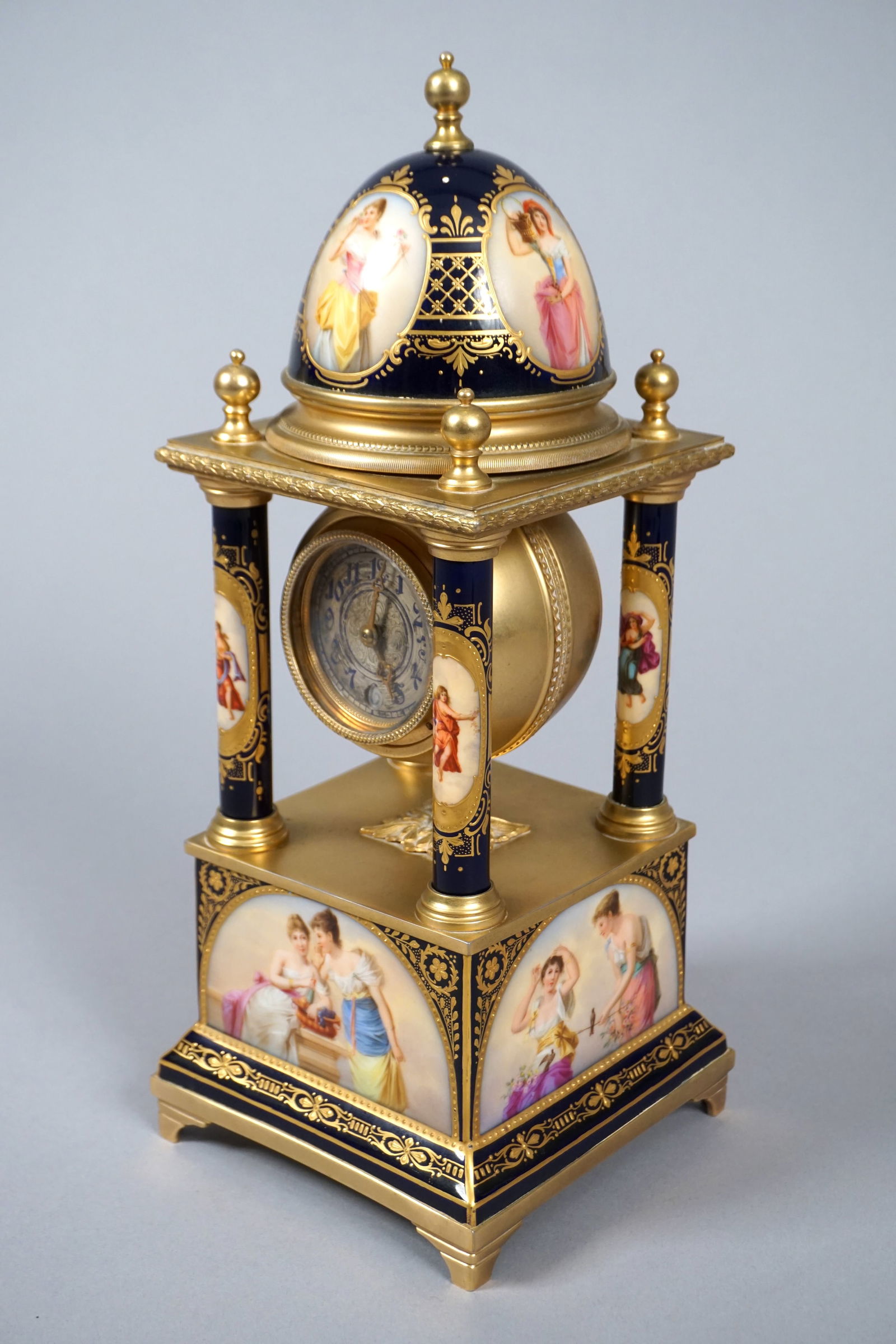Attr. Royal Vienna Porcelain Four Column Mantle Clock (1 of 20)