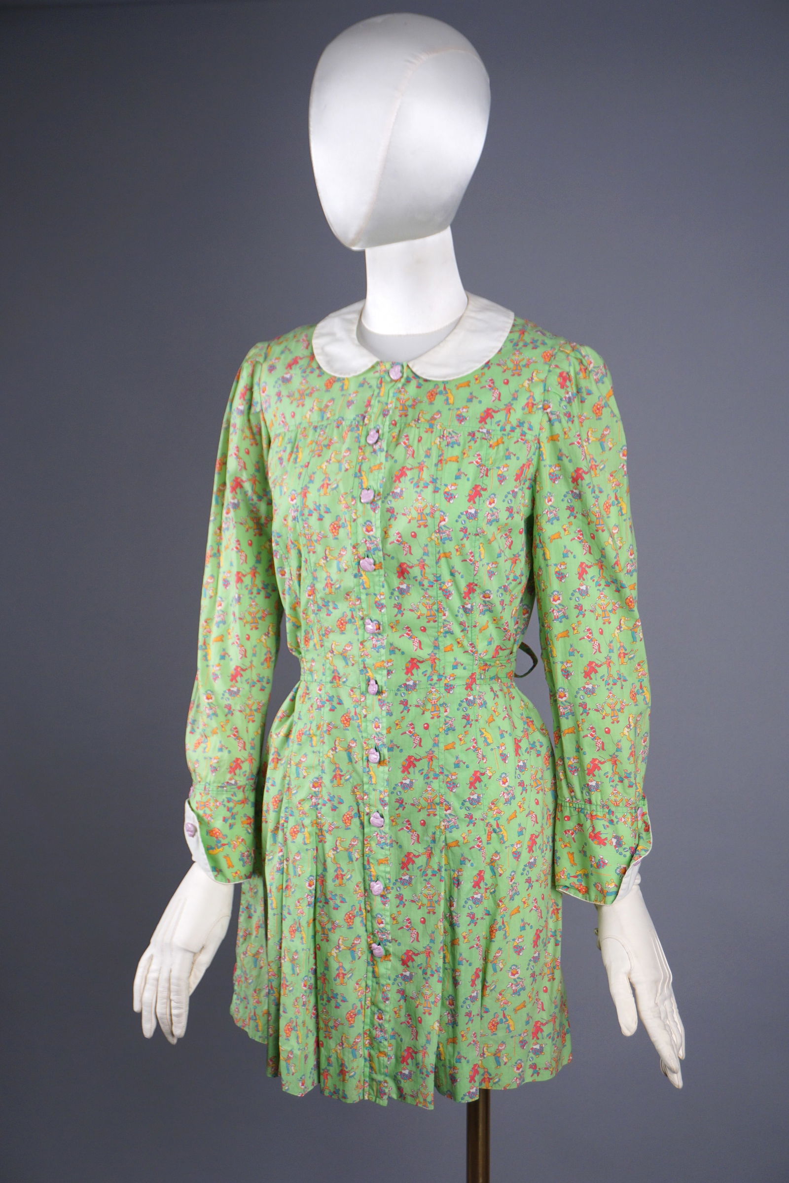 Cacharel Vintage French Novelty Circus Print Mini Dress, 1970s (1 of 8)