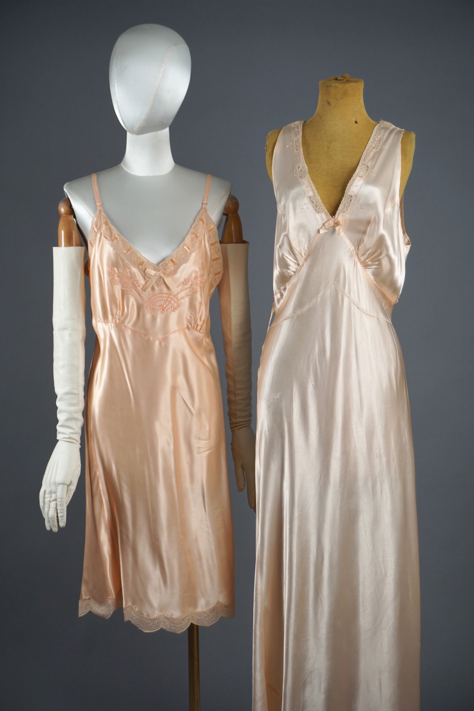 Lot of Two Vintage Satin Negligee Dresses, Circa 1930s–1940s (1 of 13)