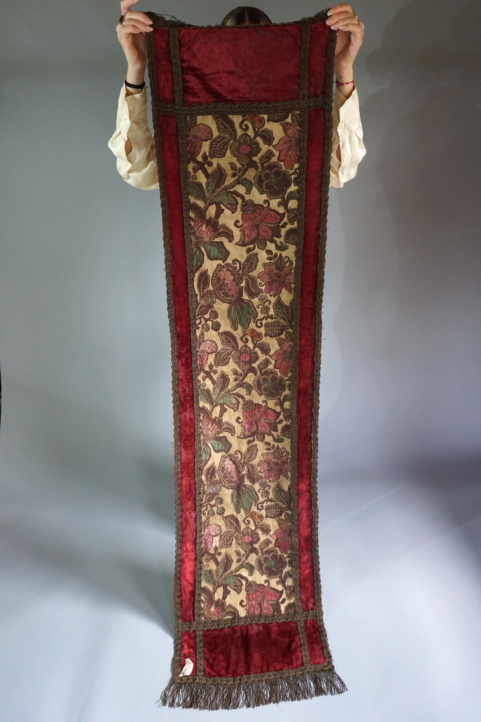 Antique European Brocade & Velvet Ecclesiastical or Noble Panel with Metallic Trim, 19th Century (1 of 13)