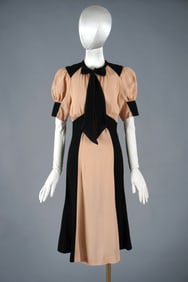 1969 OSSIE CLARK London, Pink and Black Crepe Day Dress