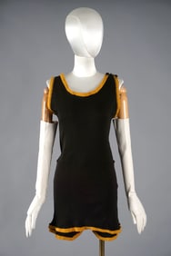 Vintage 1920s Wool Bathing Suit with Yellow Trim