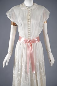Antique Sheer Dress with Pink Satin Ribbon
