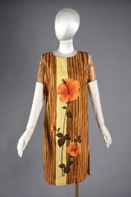 Vintage 1960s Ui-Maikai Hawaiian Shift Dress, Hibiscus Floral Print