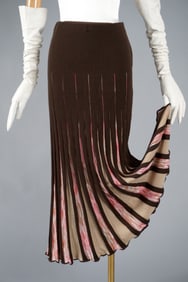 Missoni Pleated Knit Skirt, Made in Italy, Brown with Pink Pleats