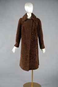 Vintage 40s 1950s Brown Swakara-Style Lamb Fur Coat, Bernhard Hammerman