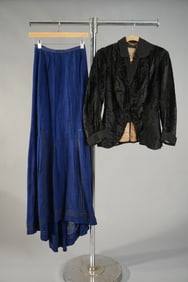 Lot of Two Victorian Garments – Black Cropped Jacket & Cobalt Blue Skirt