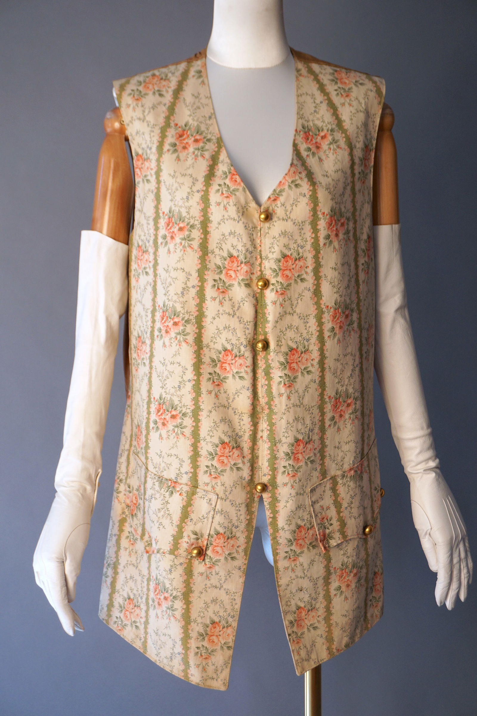 Antique Floral Chintz Opera Waistcoat Vest, Chicago Opera Costume (1 of 8)