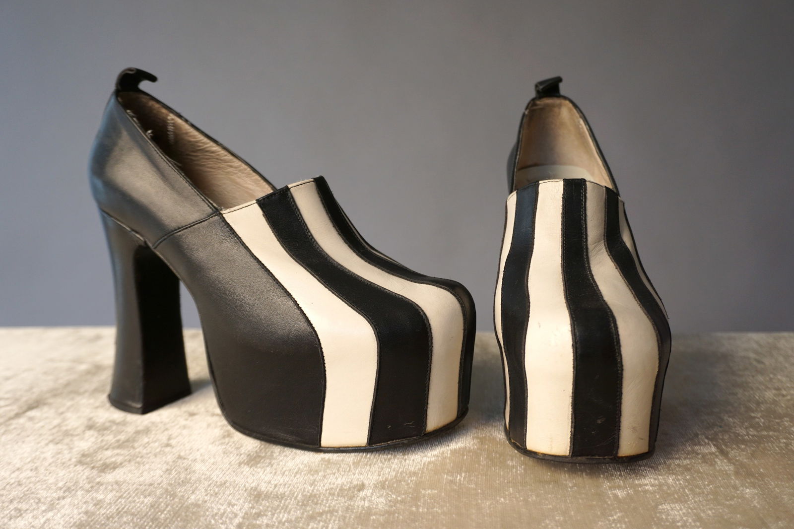 Vintage Striped Leather Platform Shoes 1990s, New York (1 of 8)