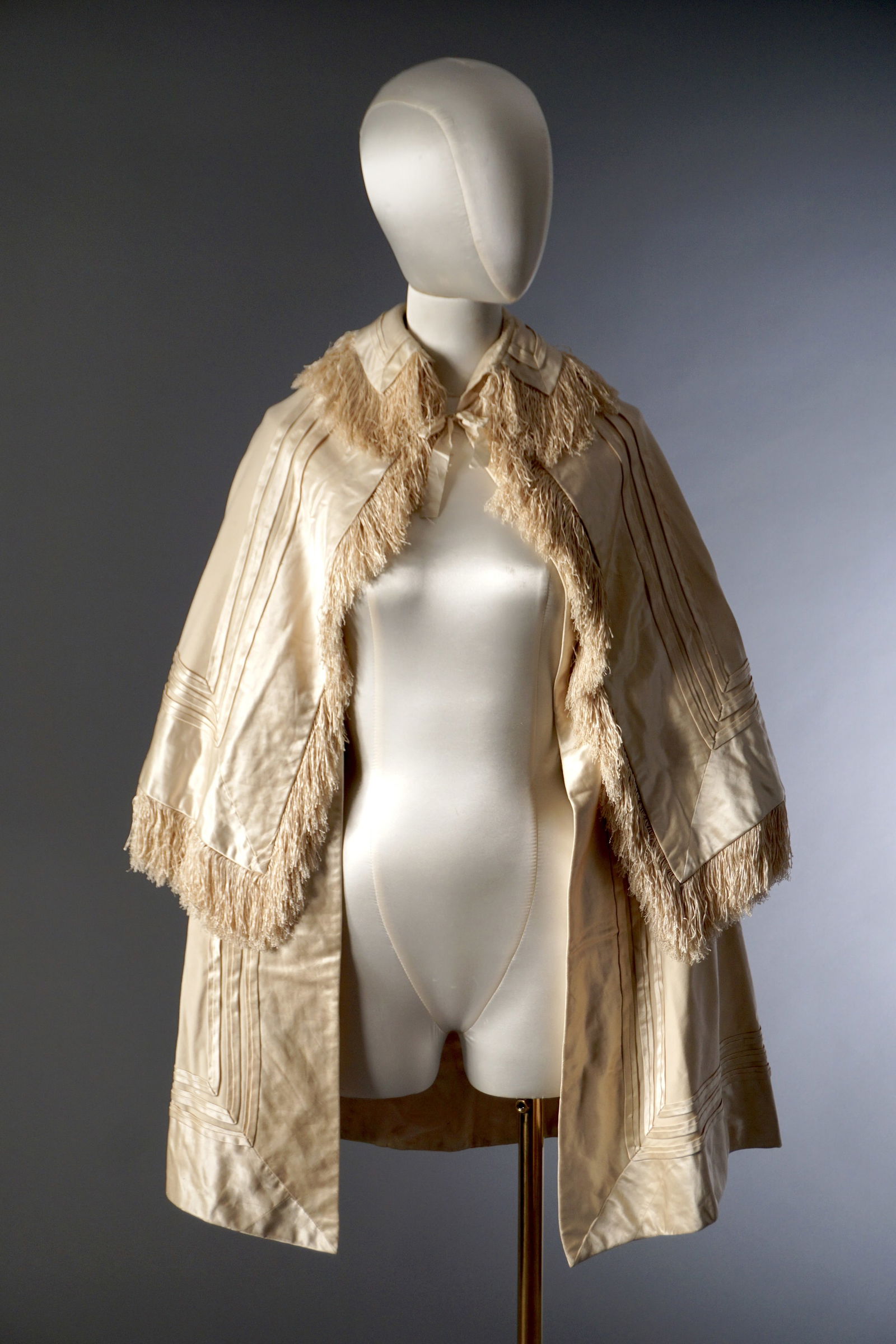 19th Century Ivory Silk Fringed Cape (1 of 11)