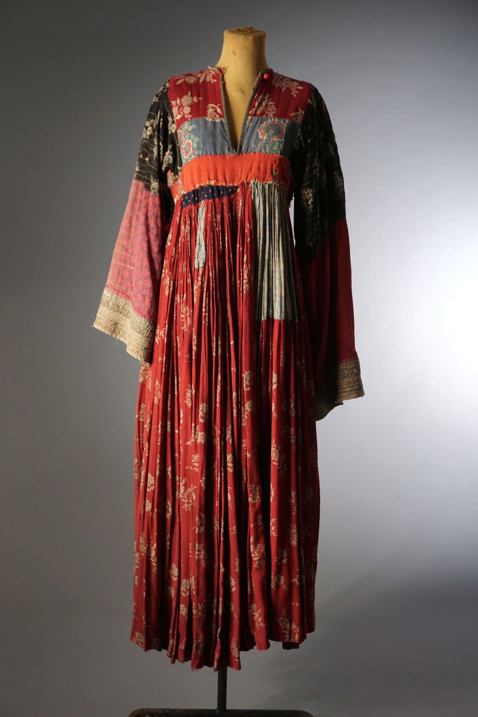 Early 20th C. European Patchwork Floral and Printed Textile Dress (1 of 14)