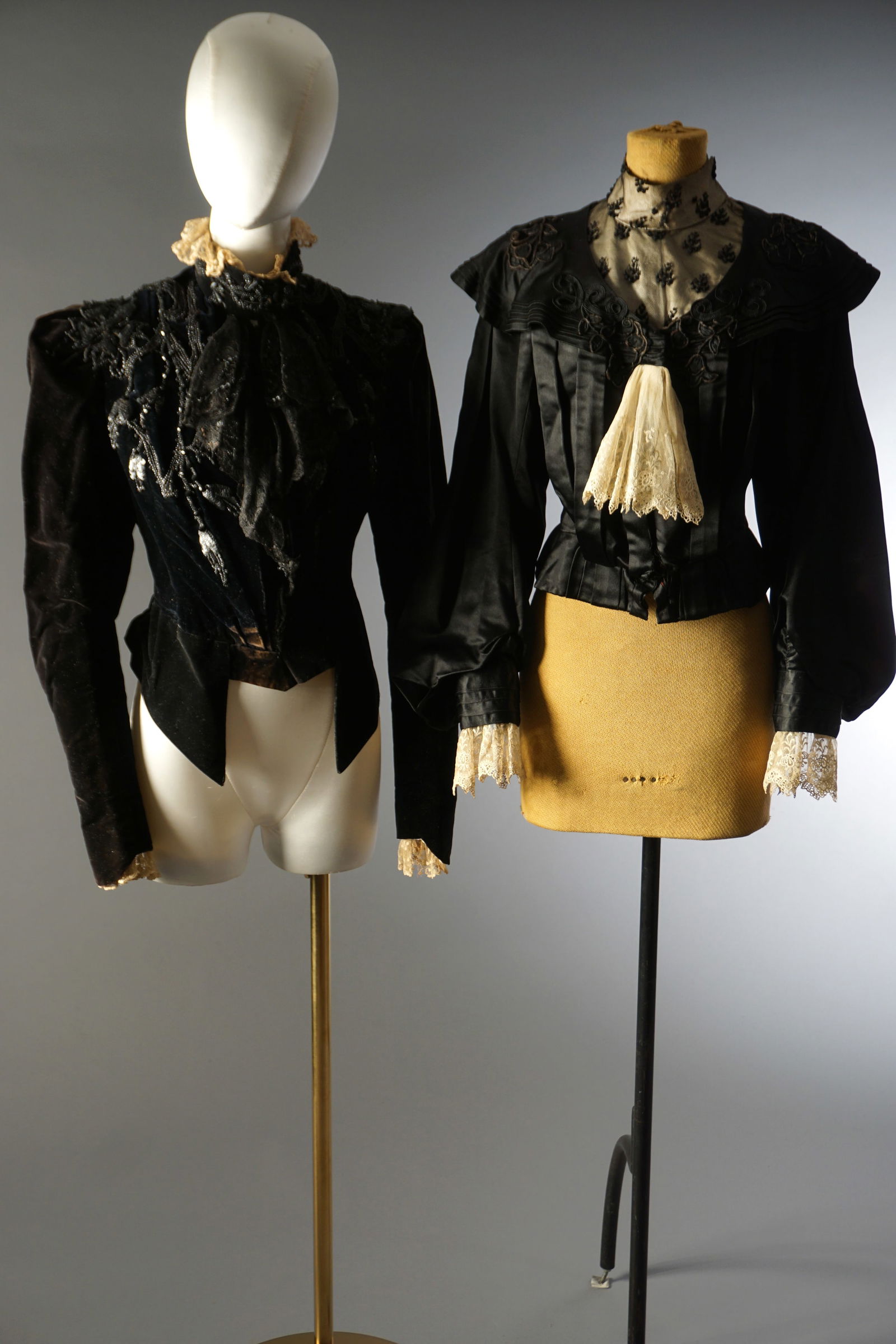Group of Two Antique Victorian Bodices, c.1890s Glass Embroidery and Lace (1 of 17)