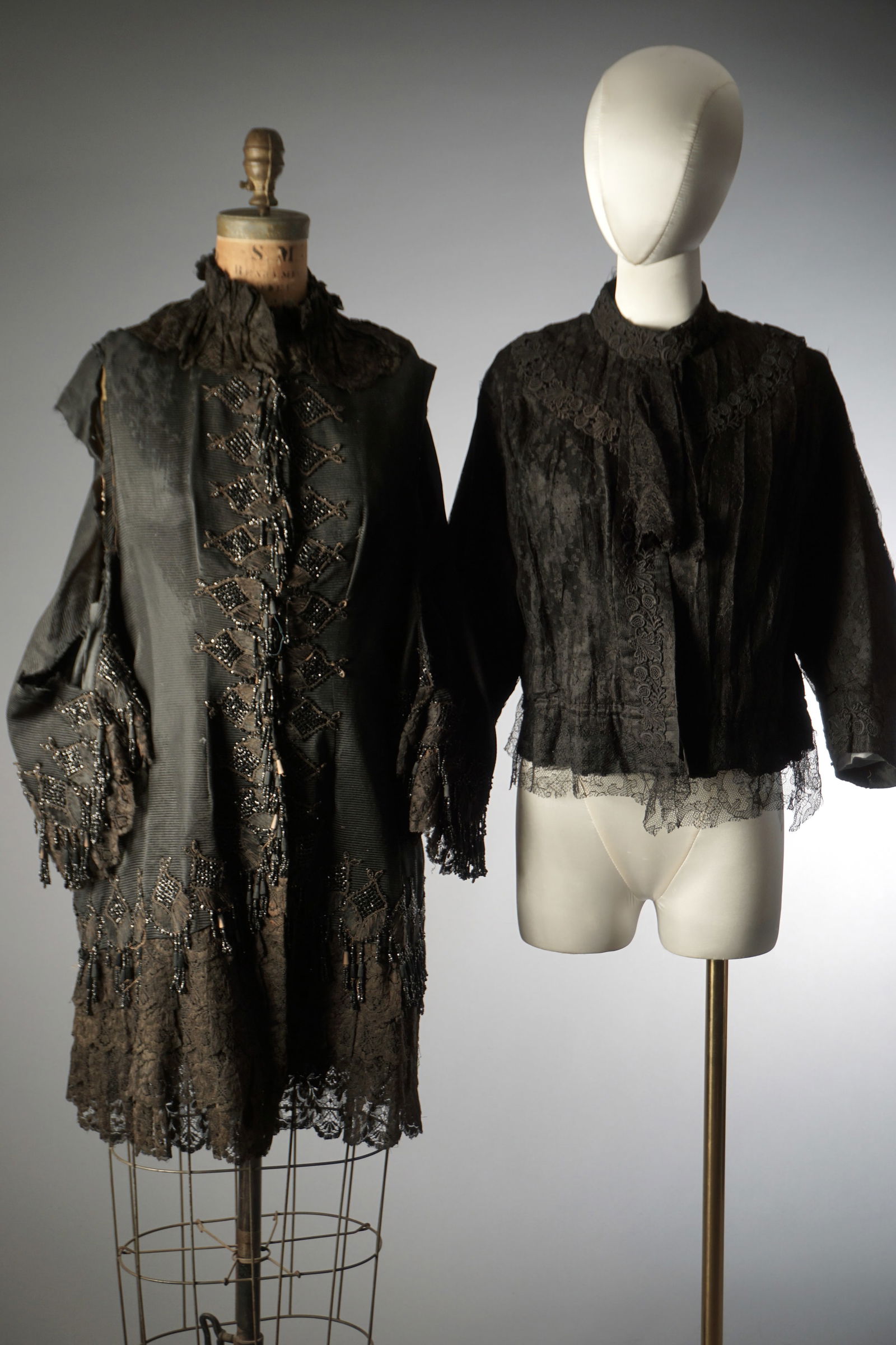 Group of Antique Victorian Clothing, Lace Bodice & Beaded Jacket with Paris Label (1 of 11)
