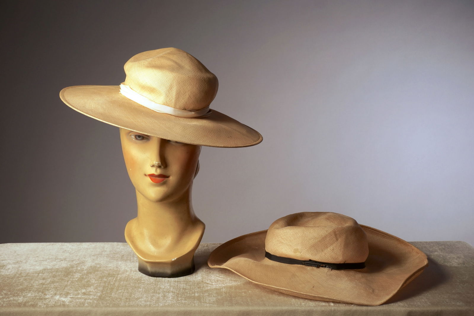 Pair of Vintage Wide Brim Straw Hats by Irene of New York (1 of 6)