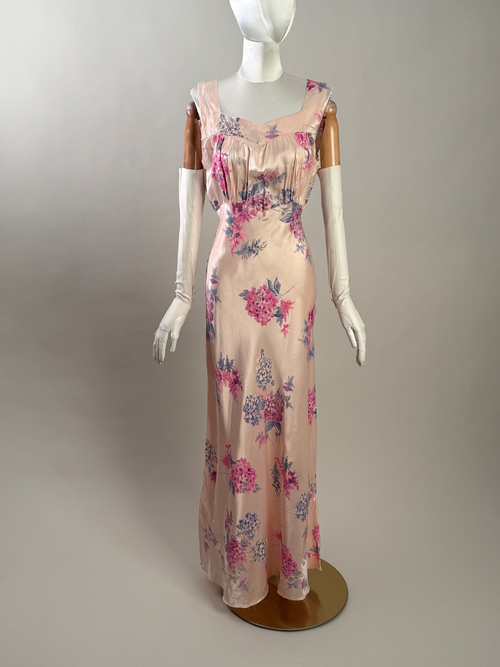 Vintage 1930s Pink Floral Watercolor Lingerie Dress (1 of 10)