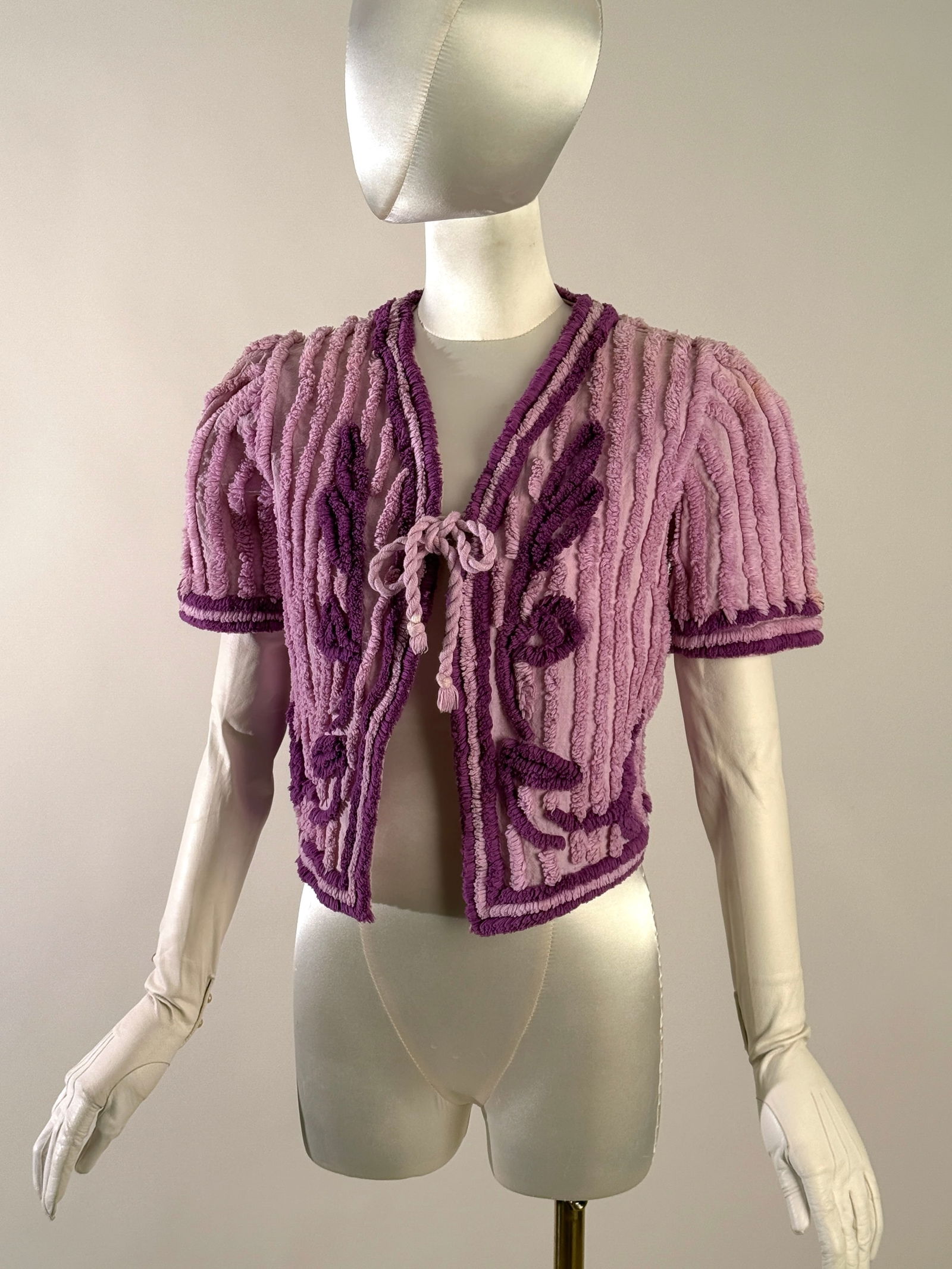 Vintage 1930s 40s Purple Chenille Jacket Top (1 of 4)