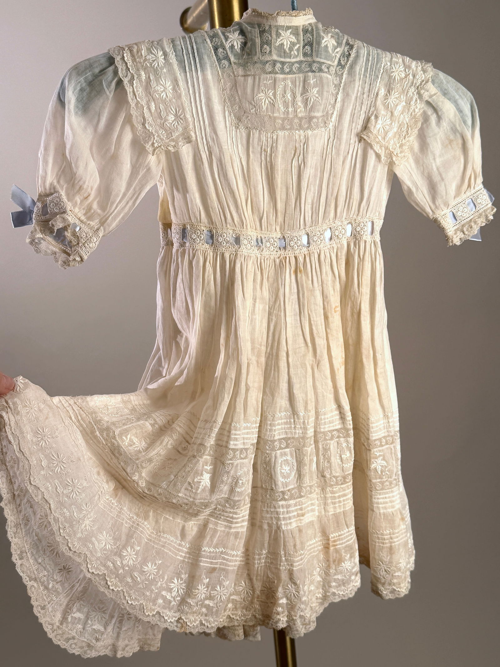 Antique Embroidered Lace Edwardian Cotton Girls Dress (1 of 6)