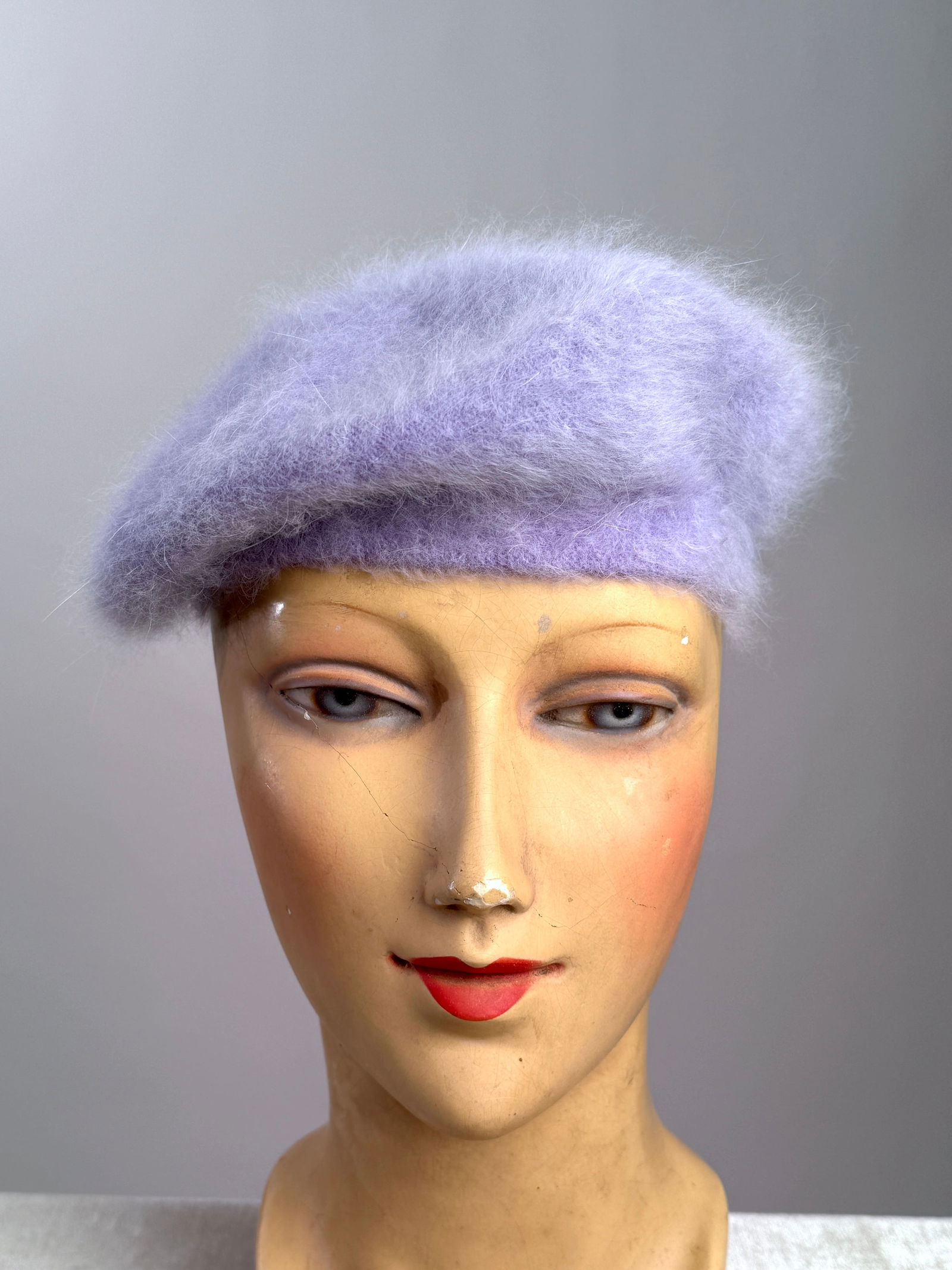 Vintage Italian Super Angora Lavender Beret Hat by Har, Made in Italy (1 of 6)