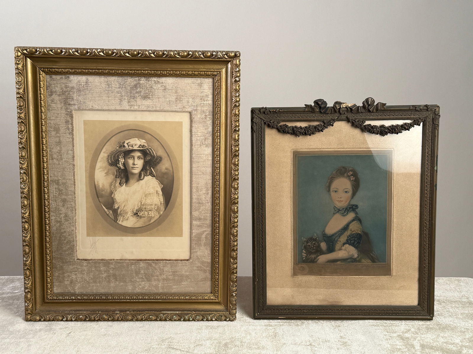 Two Antique Framed Portraits, Both Signed, c. 1900–1915 (1 of 9)
