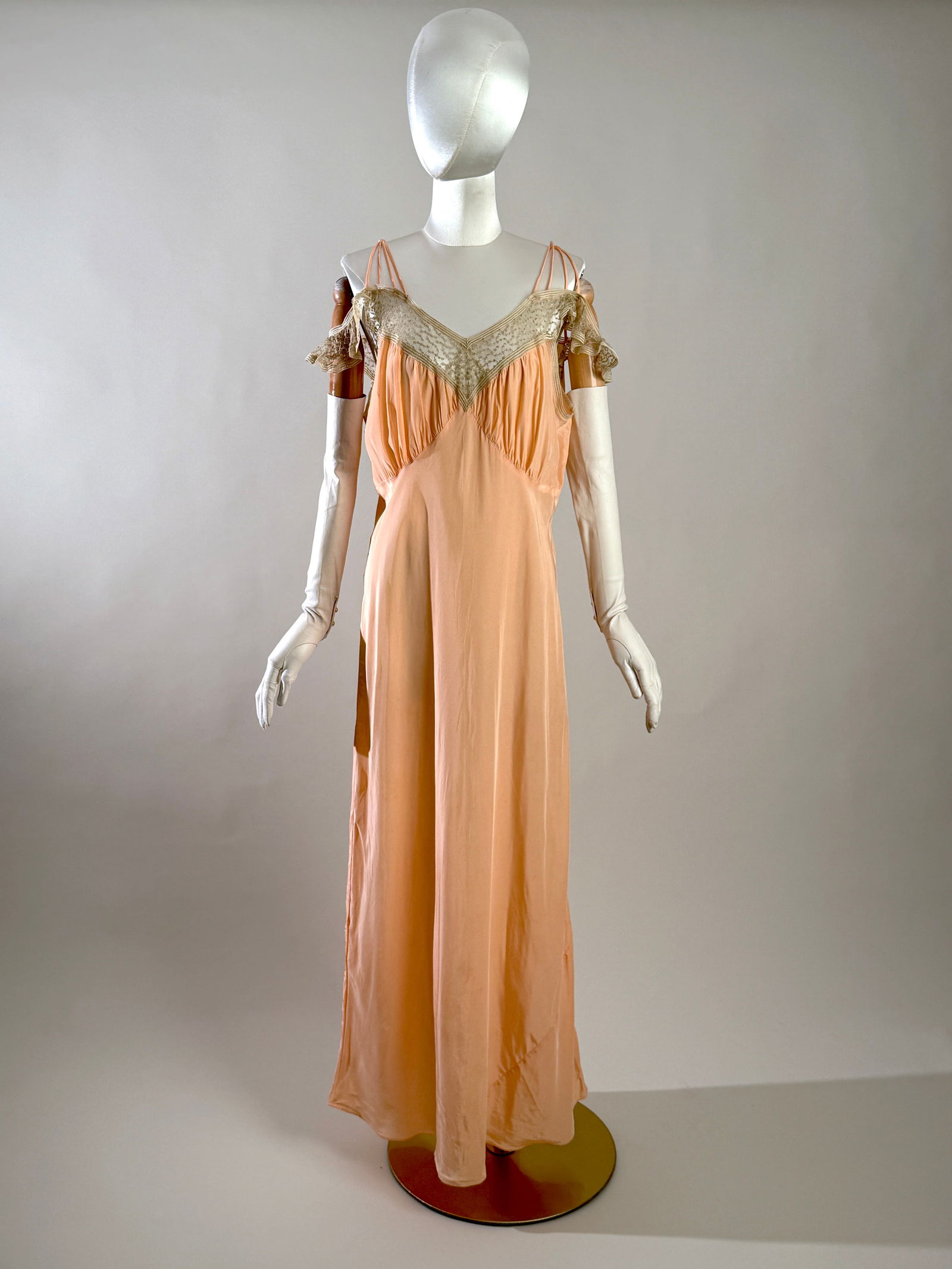 Vintage 1940s Pink Rayon Lace Negligee Lingerie Dress (1 of 7)