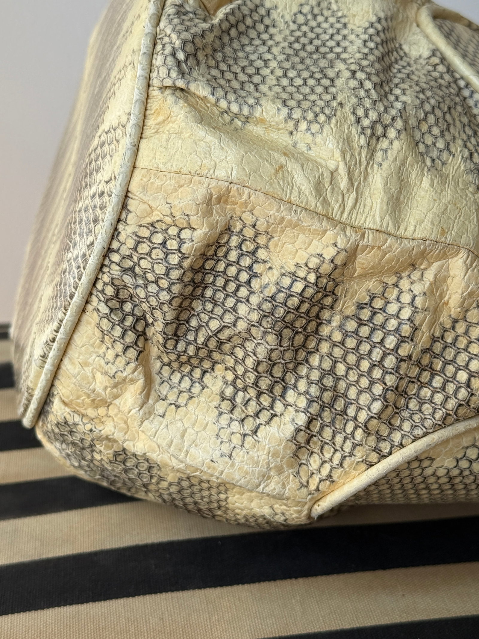 Vintage Python Snakeskin Purse Drawstring Bucket Bag - 7
