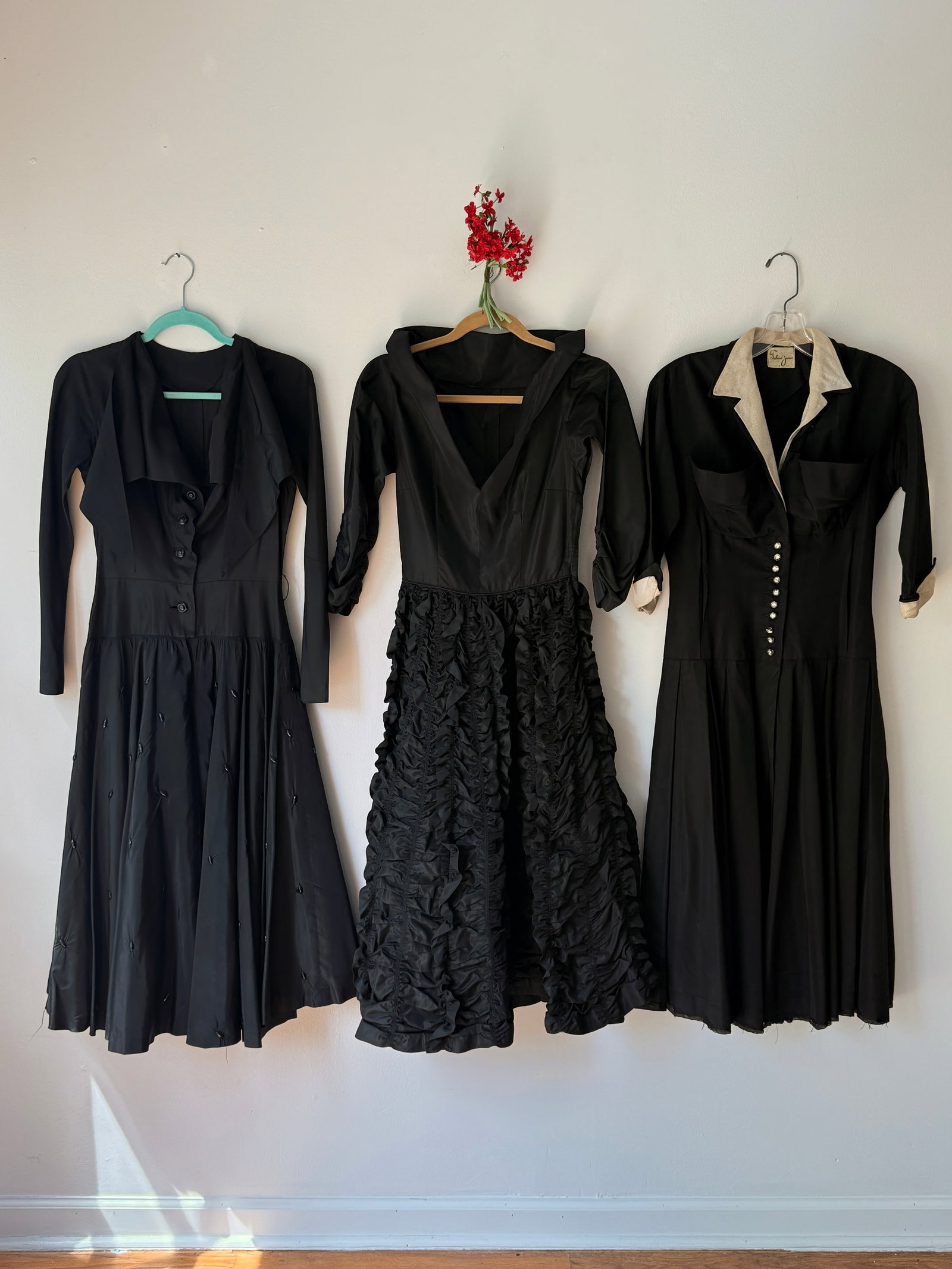 Group Three Vintage 1950s Fancy Black Dresses (1 of 9)