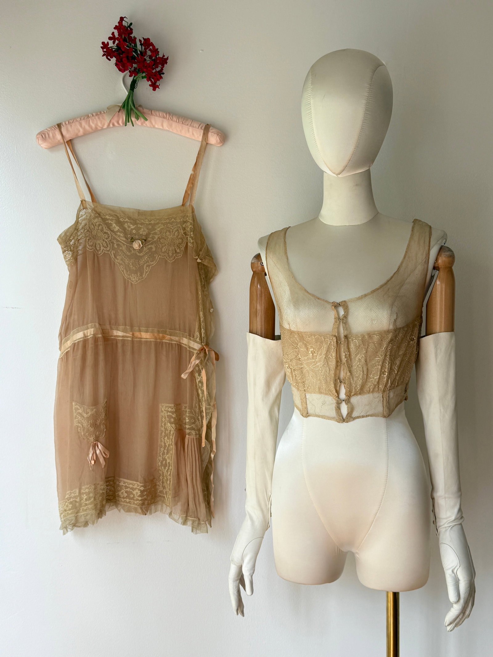 1920s Lace Teddy Lingerie Dress & Boned Camisole Bodice (1 of 17)