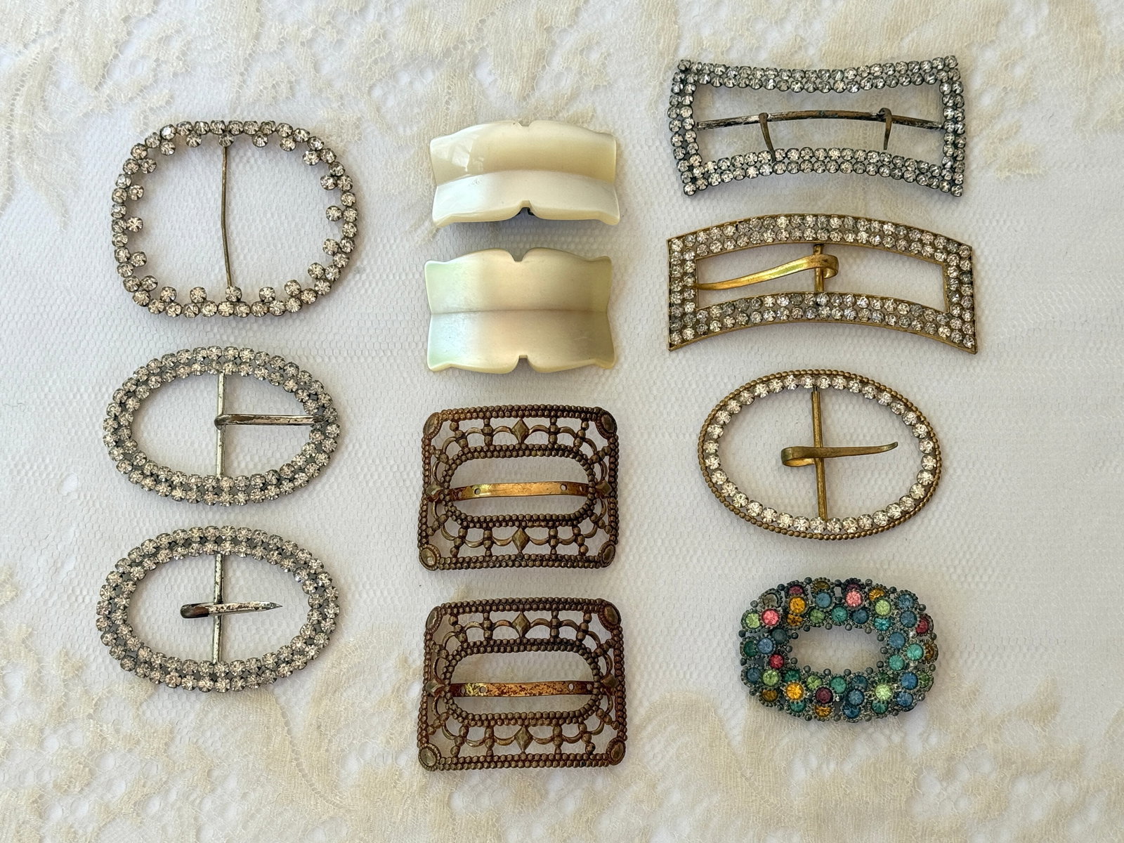 Collection of Antique Vintage Rhinestone Buckles for Belt/ Shoes (1 of 5)
