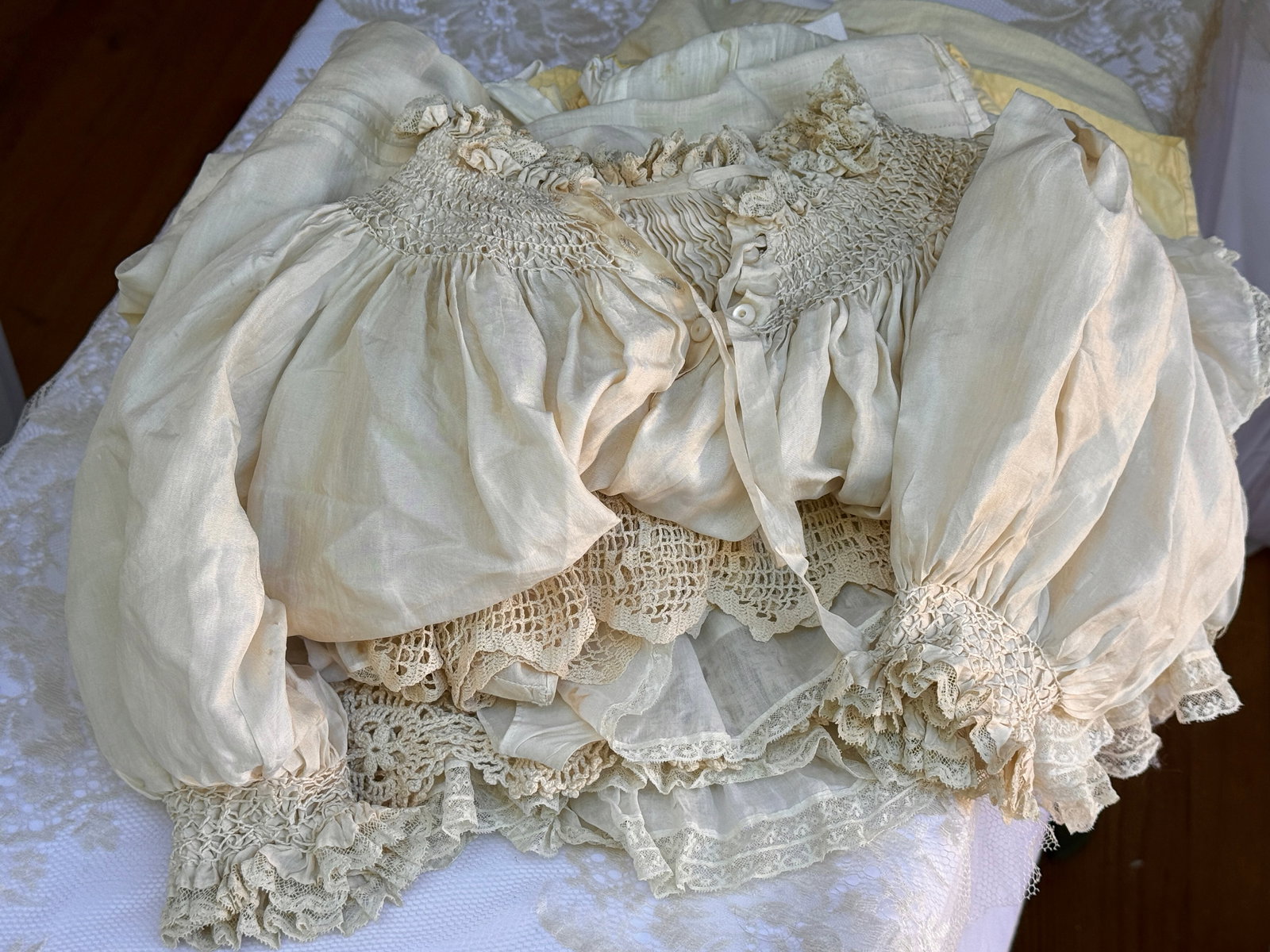 10 Antique Silk Cotton Lace Baby, Children's Clothing Dresses (1 of 16)