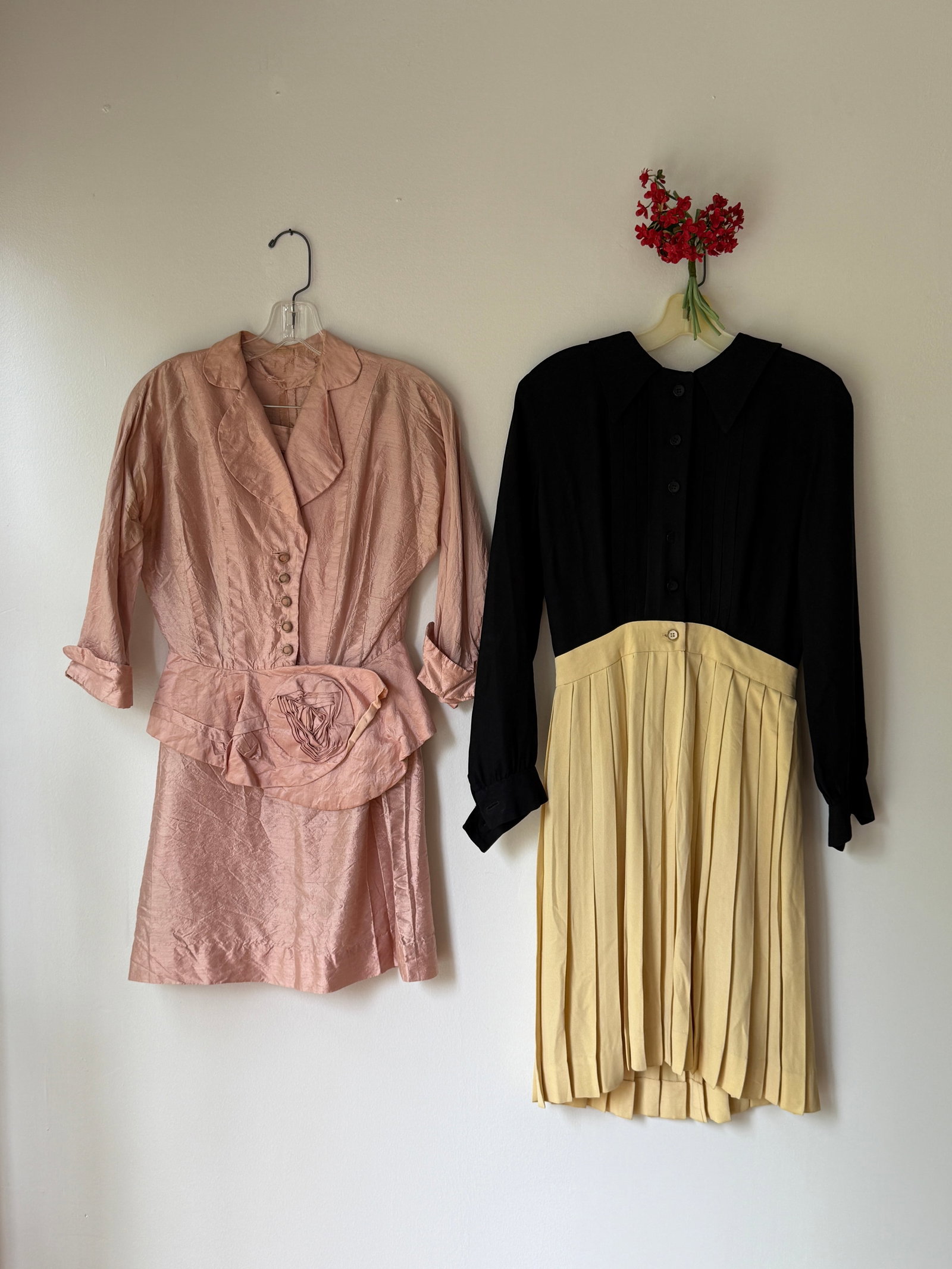 Vintage 1940s Pink Suit and Pleated Dress Lot of Two (1 of 12)