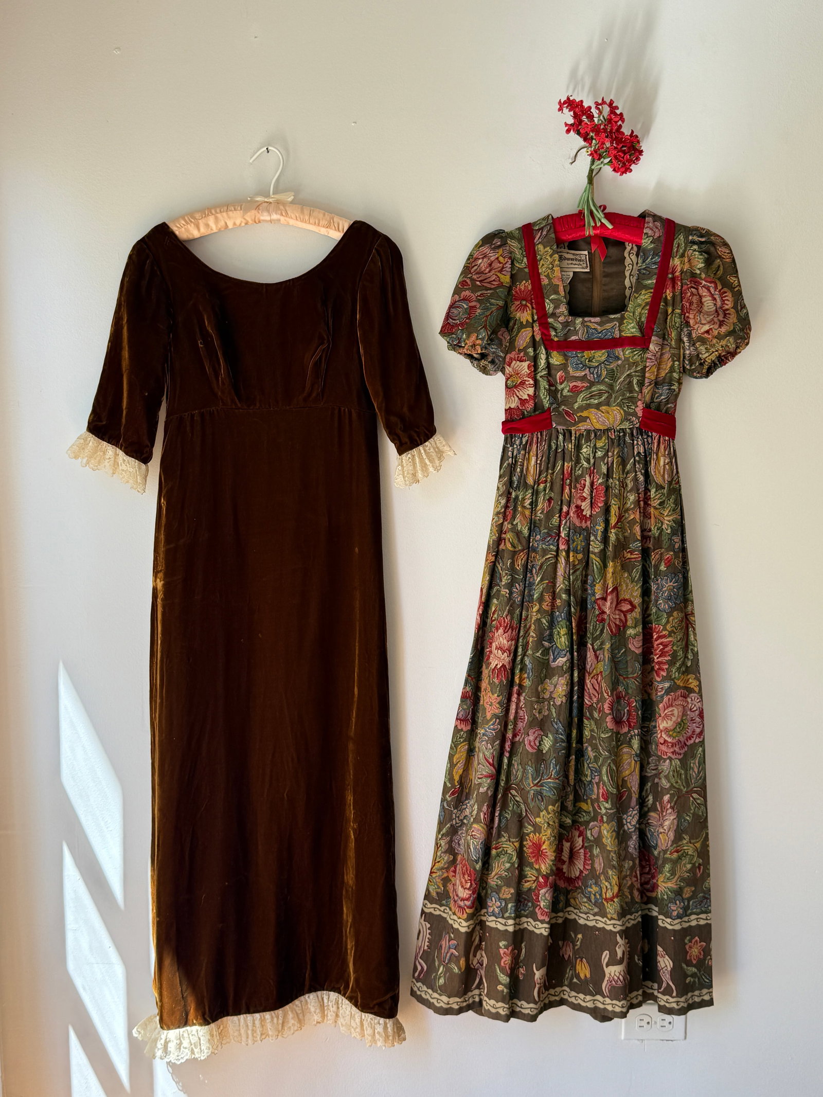 Two Vintage 1970s Dresses, Velvet & Young Edwardian Tapestry Print Maxi (1 of 11)