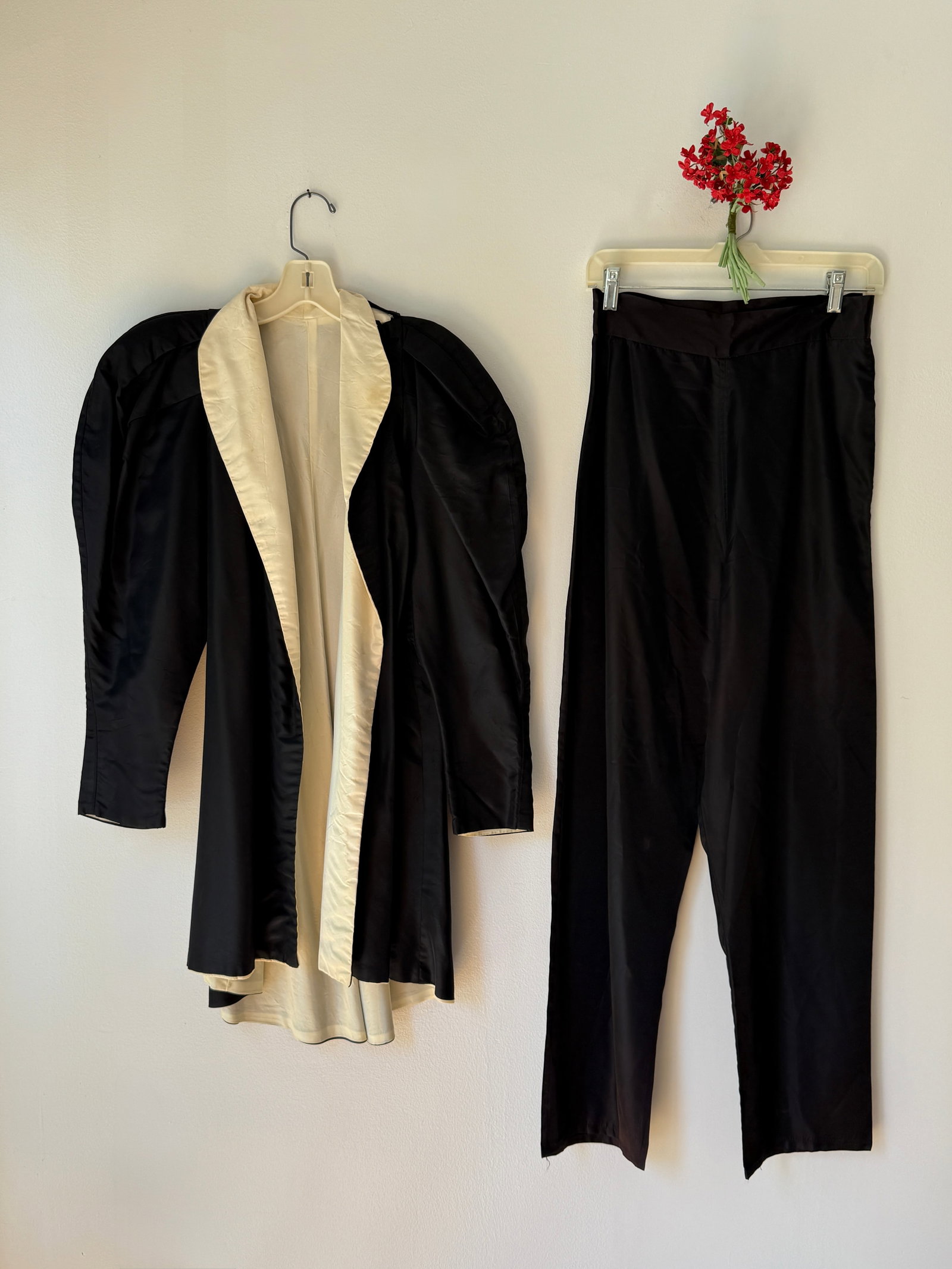 Vintage 1940s Satin Pants & Antique Victorian Puff Sleeve Jacket (1 of 11)