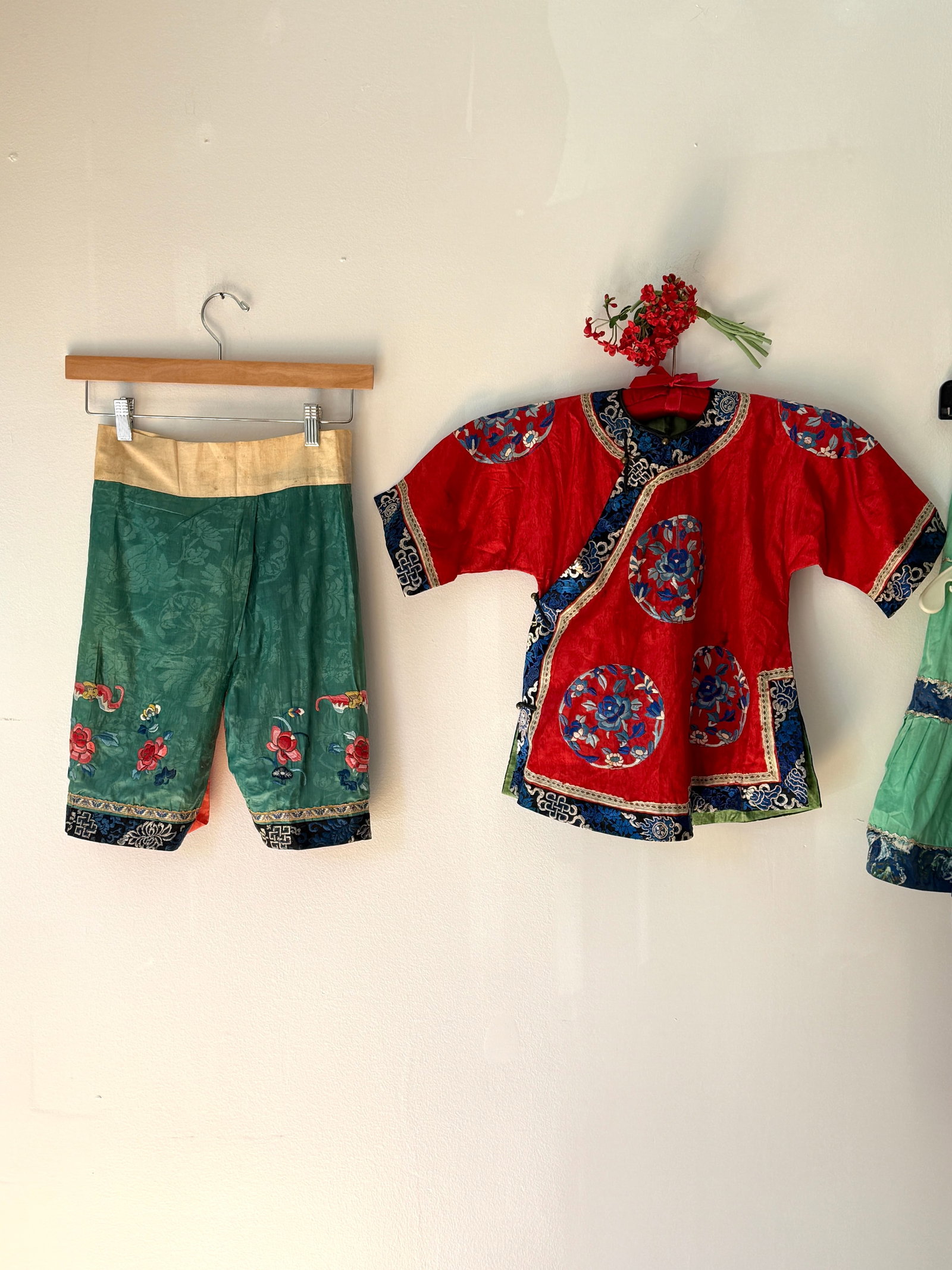 Antique Red Silk Chinese Robe Assorted Children’s Vintage Clothing Five Pieces (1 of 16)