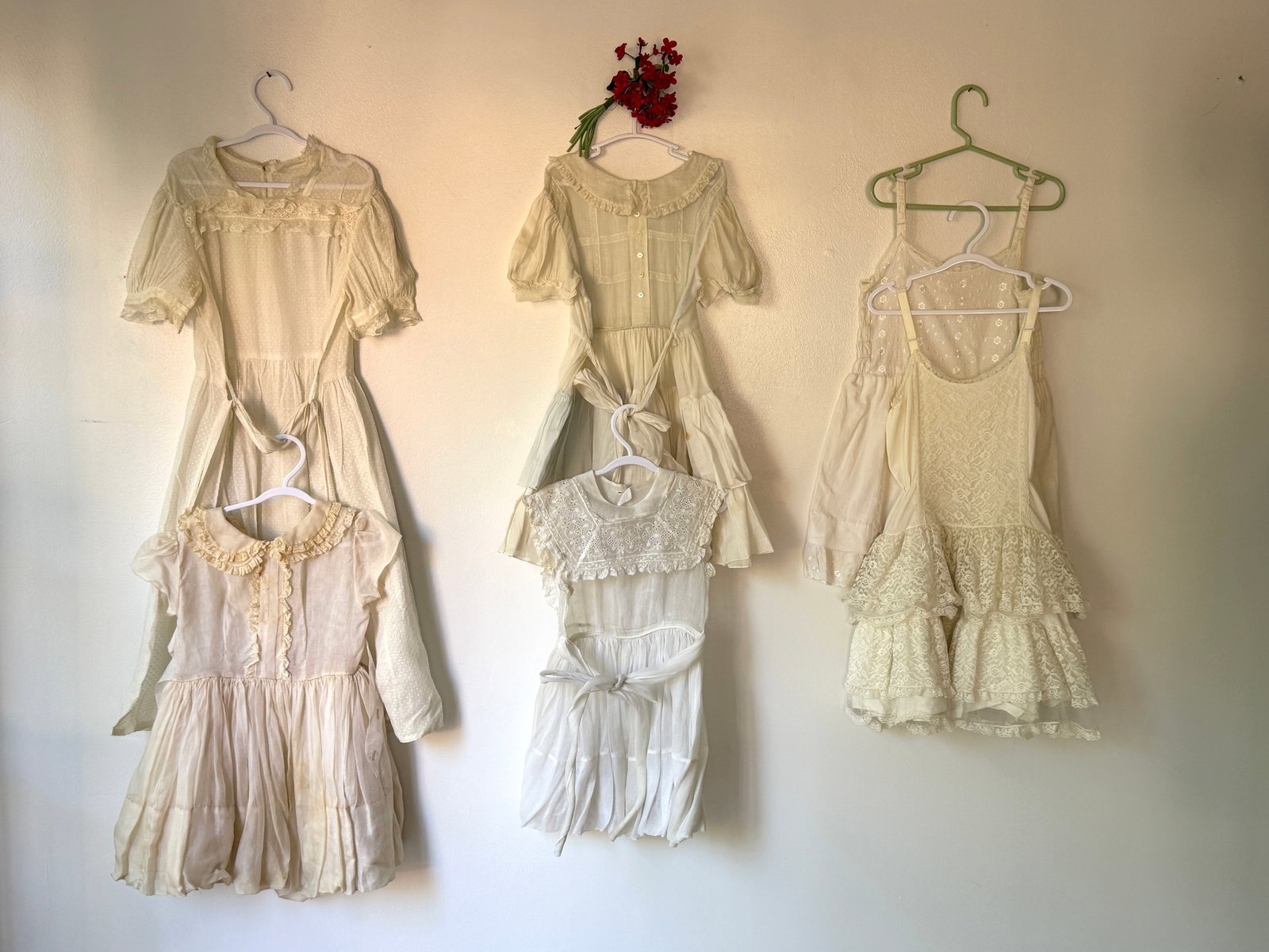 Antique Vintage Lace Ruffle Little Girls Dress Group of Six (1 of 10)