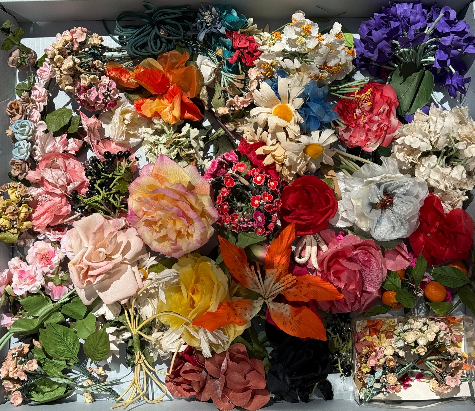 Large Vintage Floral Millinery Collection, Flower Pins, Hair Ornaments, Flower Crown (2) (1 of 11)