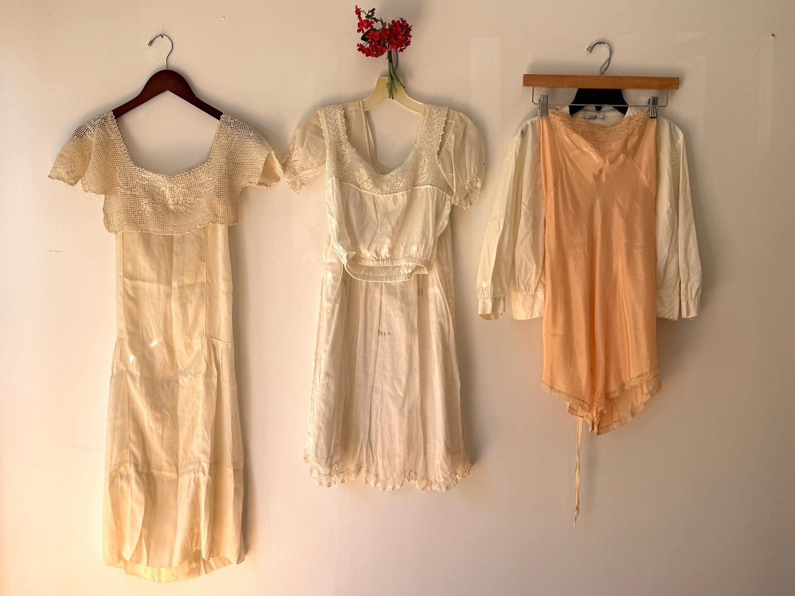 Group Six Victorian Cotton Clothing & 1920s Silk Lingerie Dresses (1 of 20)