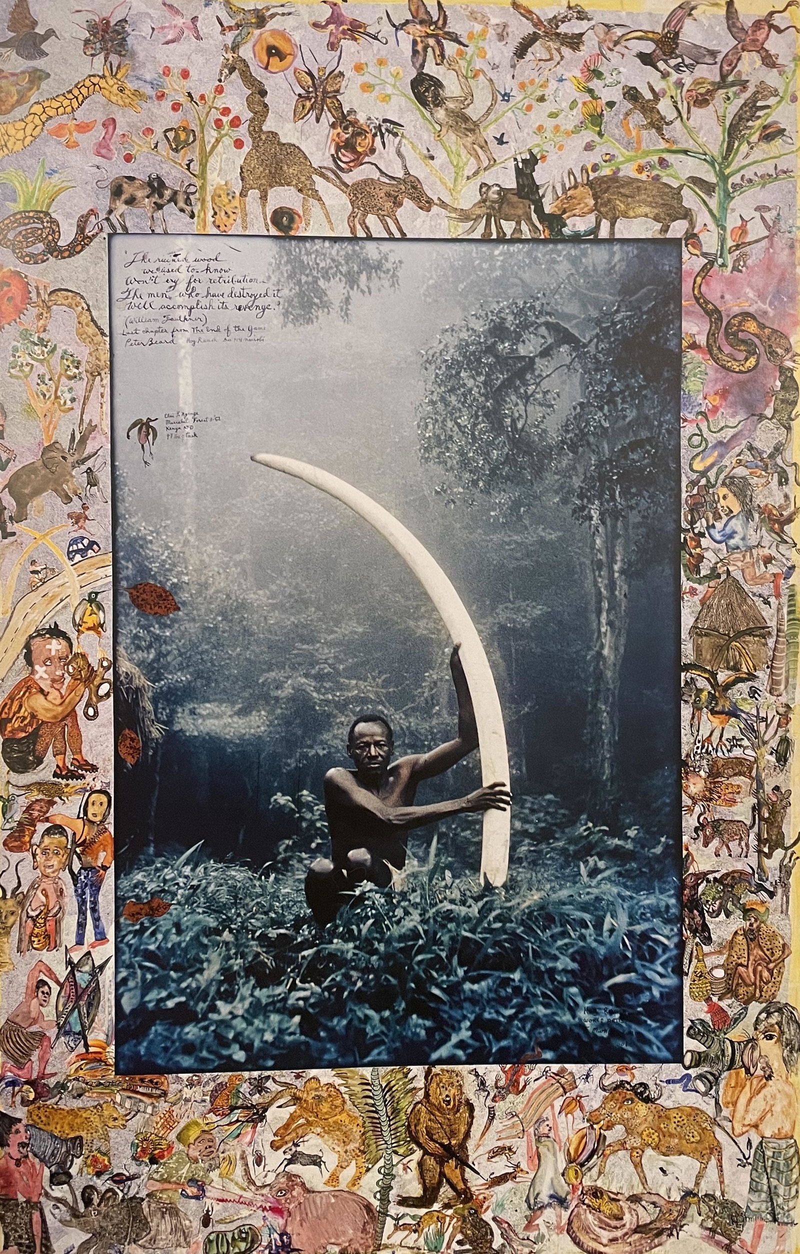 Peter Beard - Elui with World Record Cow Elephant Tusk, 1962: PETER BEARD (1938-2020) Elui with World Record Cow Elephant Tusk, 1962 Print in Colors, Printed in the 2000s 7 3/4" x 11 3/4" Peter Beard was an American photographer best known for his documentary im