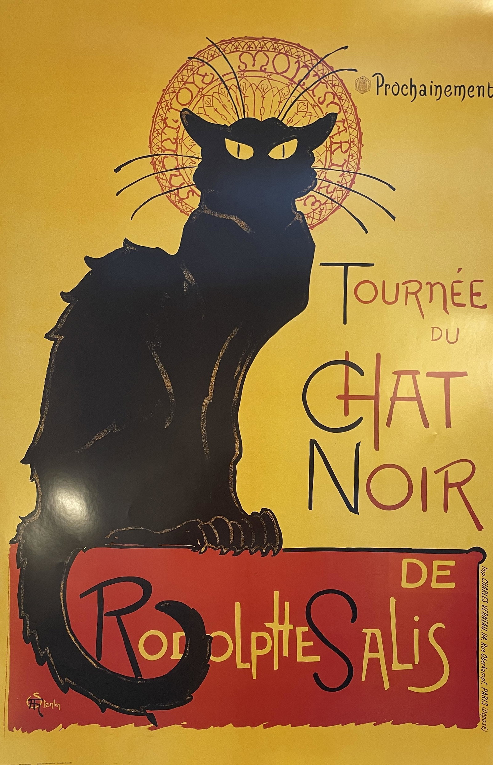 After Theophile Alexandre Steinlen - Tournee du Chat Noir, 1896: After Theophile Alexandre Steinlen - Tournee du Chat Noir, 1896 Offset Lithograph 24" x 36"