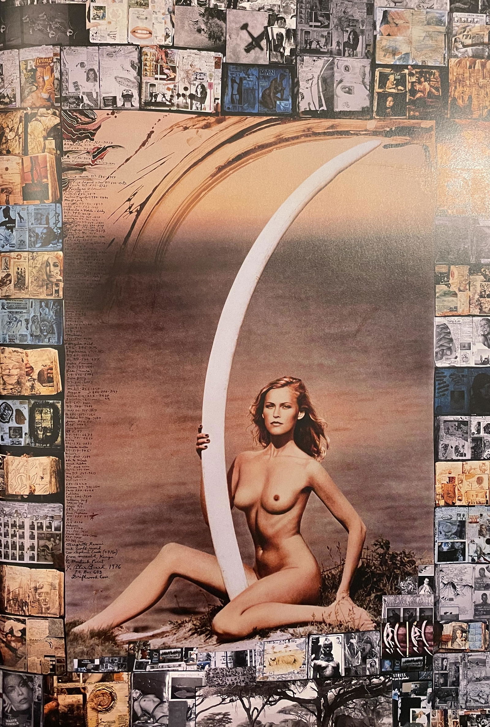 Peter Beard - Margritte Ramme with World-Record Bull Elephant Tusk, 1965: PETER BEARD (1938-2020) Margritte Ramme with World-Record Bull Elephant Tusk, 1965 Print in Colors, Printed in the 2000s 8 1/4" x 12 1/4" Peter Beard was an American photographer best known for his do