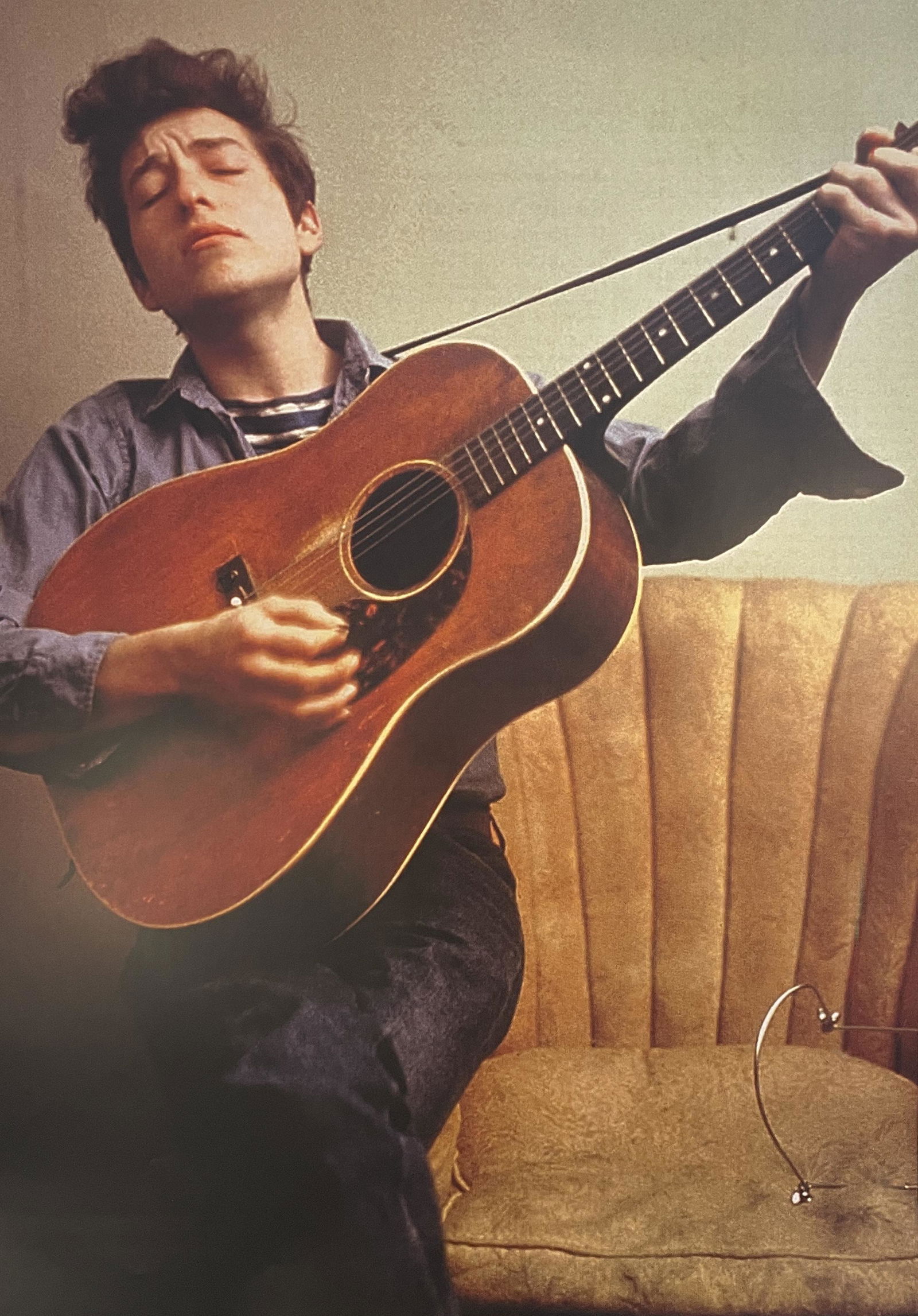 Bob Dylan - Portrait with Guitar, Print: BOB DYLAN (B. 1941) Portrait with Guitar Print in Colors 24" x 33"