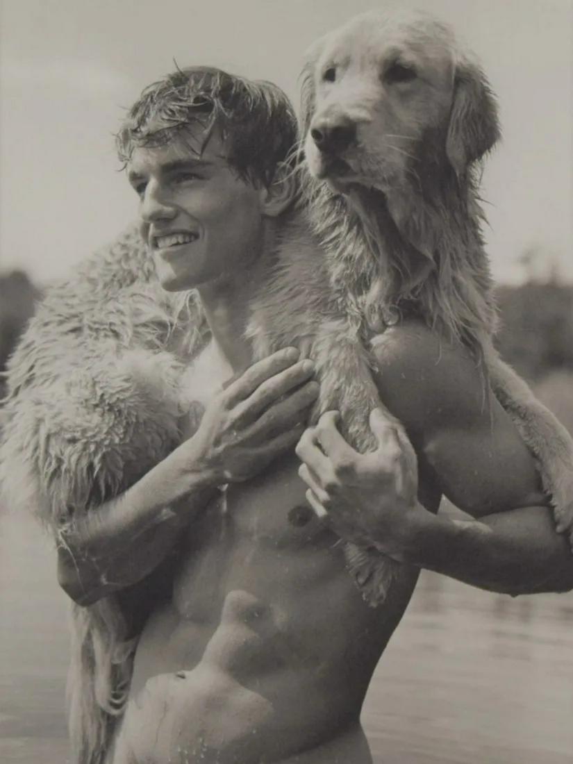 Bruce Weber - Rob and Little Bear, 1989: BRUCE WEBER (B. 1946) Rob and Little Bear, 1989 Print in colors 7" x 9"